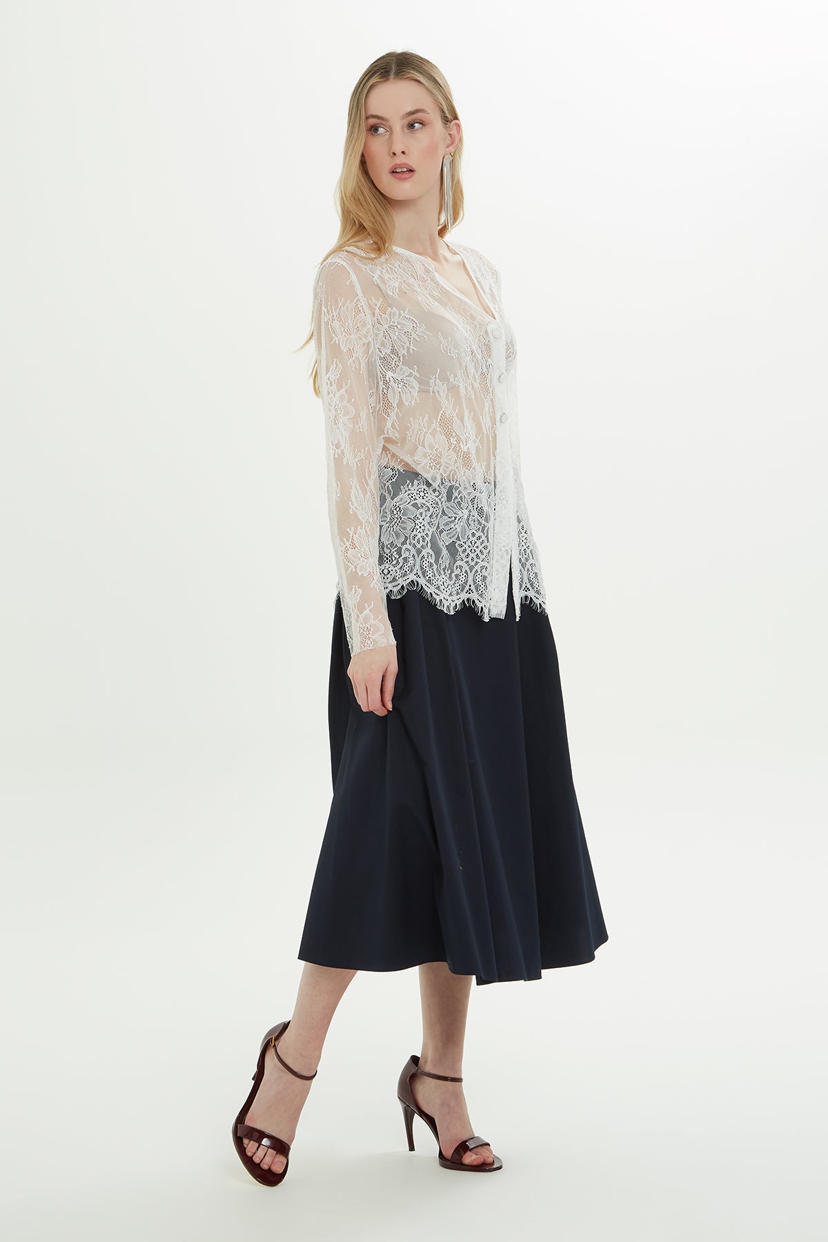 Ecru Asymmetrical Transparent Blouse