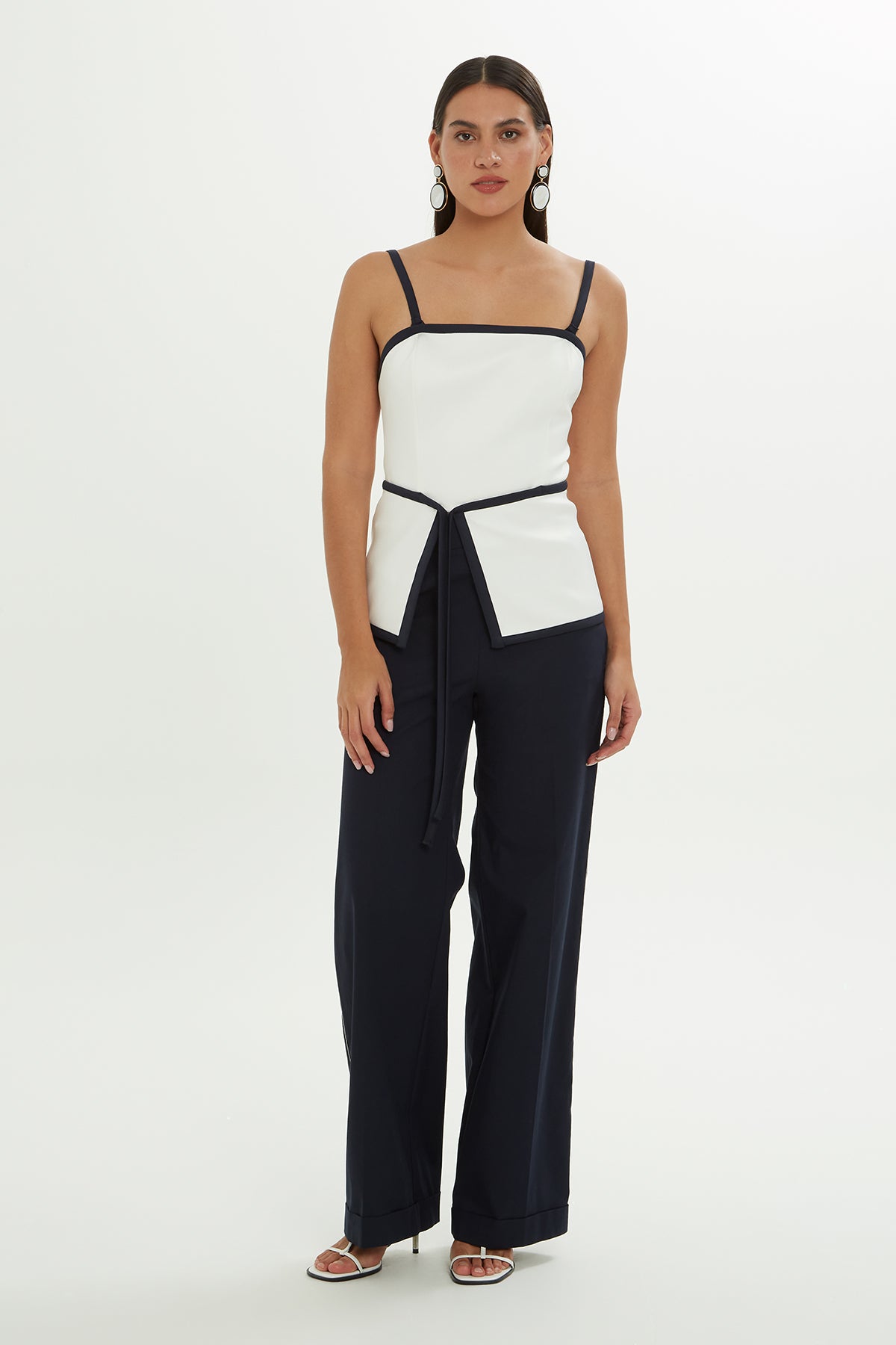 Ecru Blouse with Slit Detail Tie