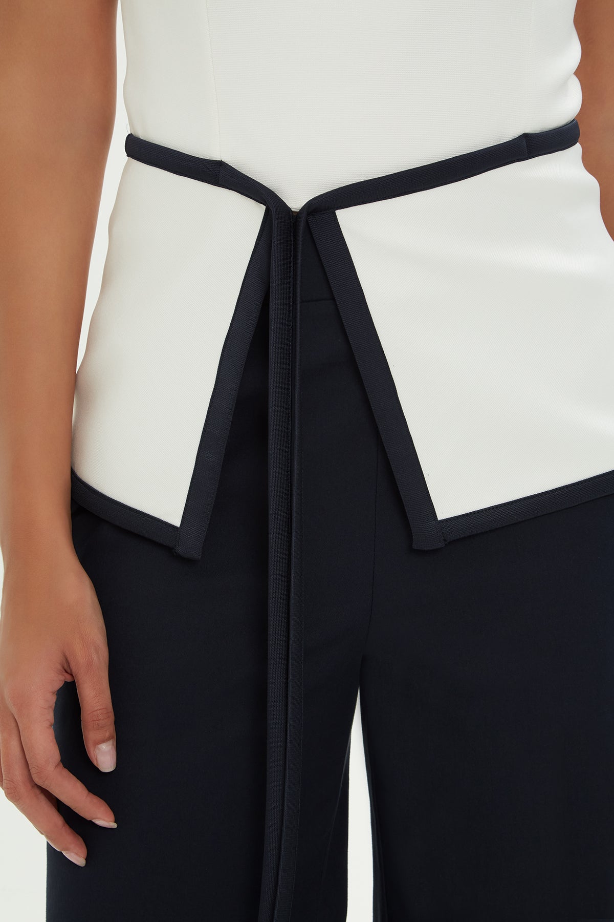 Ecru Blouse with Slit Detail Tie