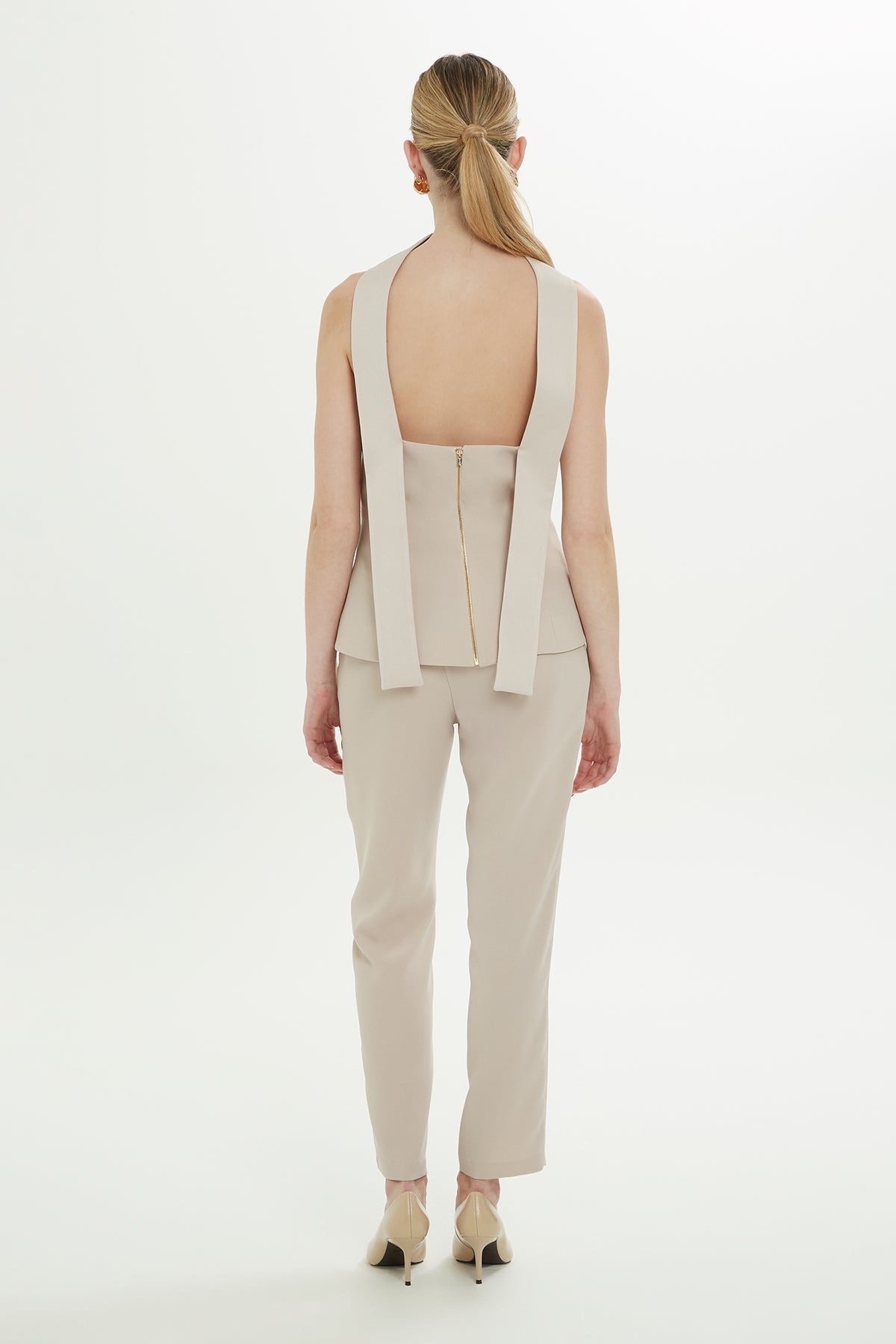 Beige Collar Detail Blouse