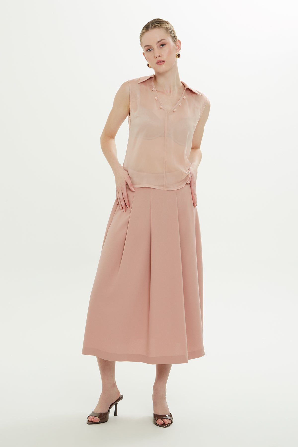 Pink Transparent Back Zip Blouse