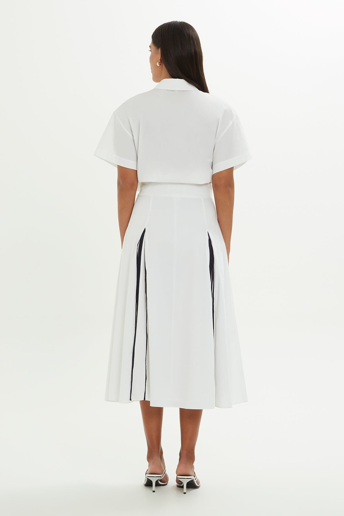 White Pleated Midi Skirt