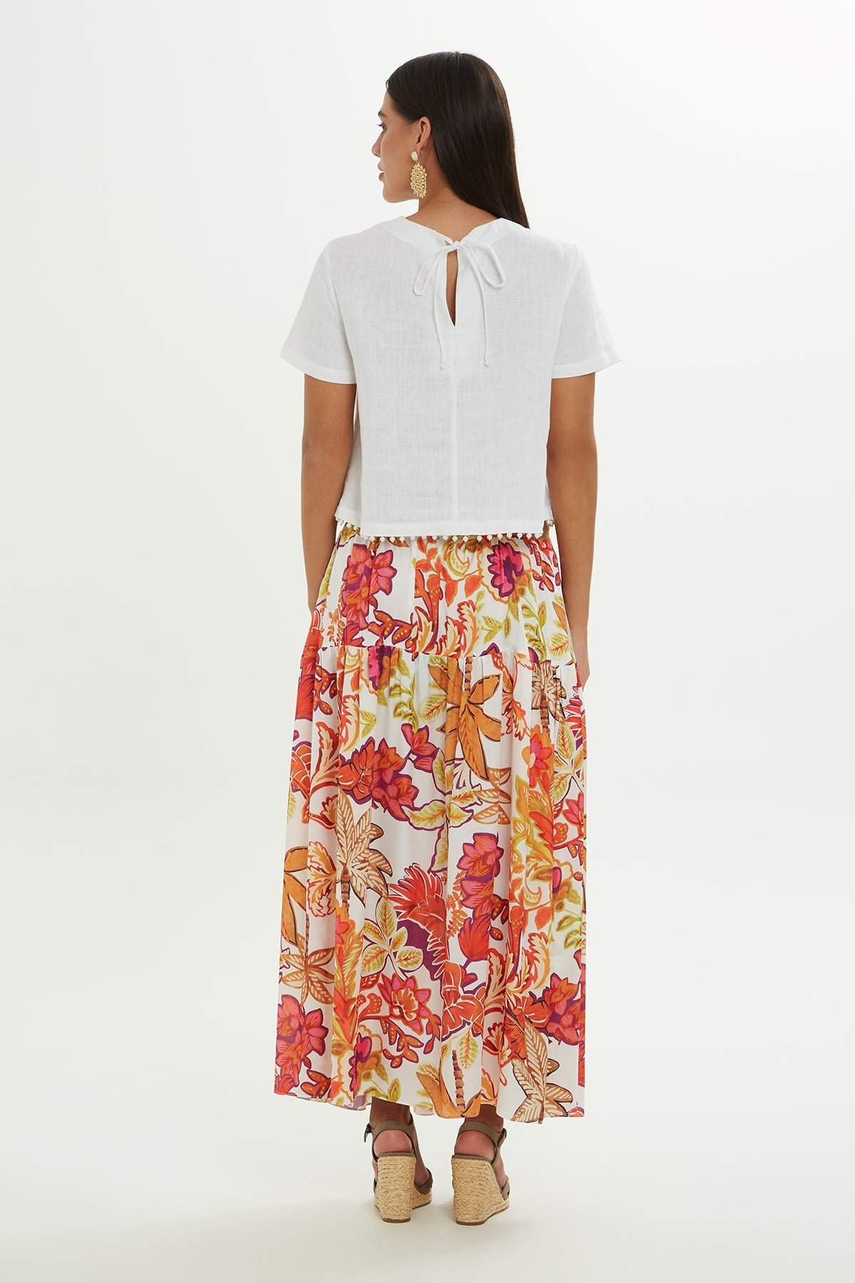 Floral-Patterned Midi Skirt
