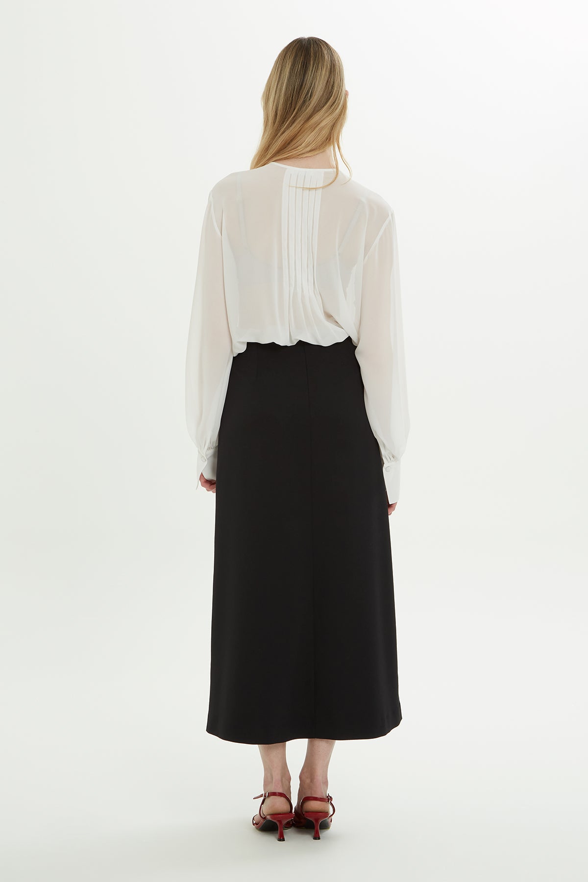 Black Lined Midi Skirt