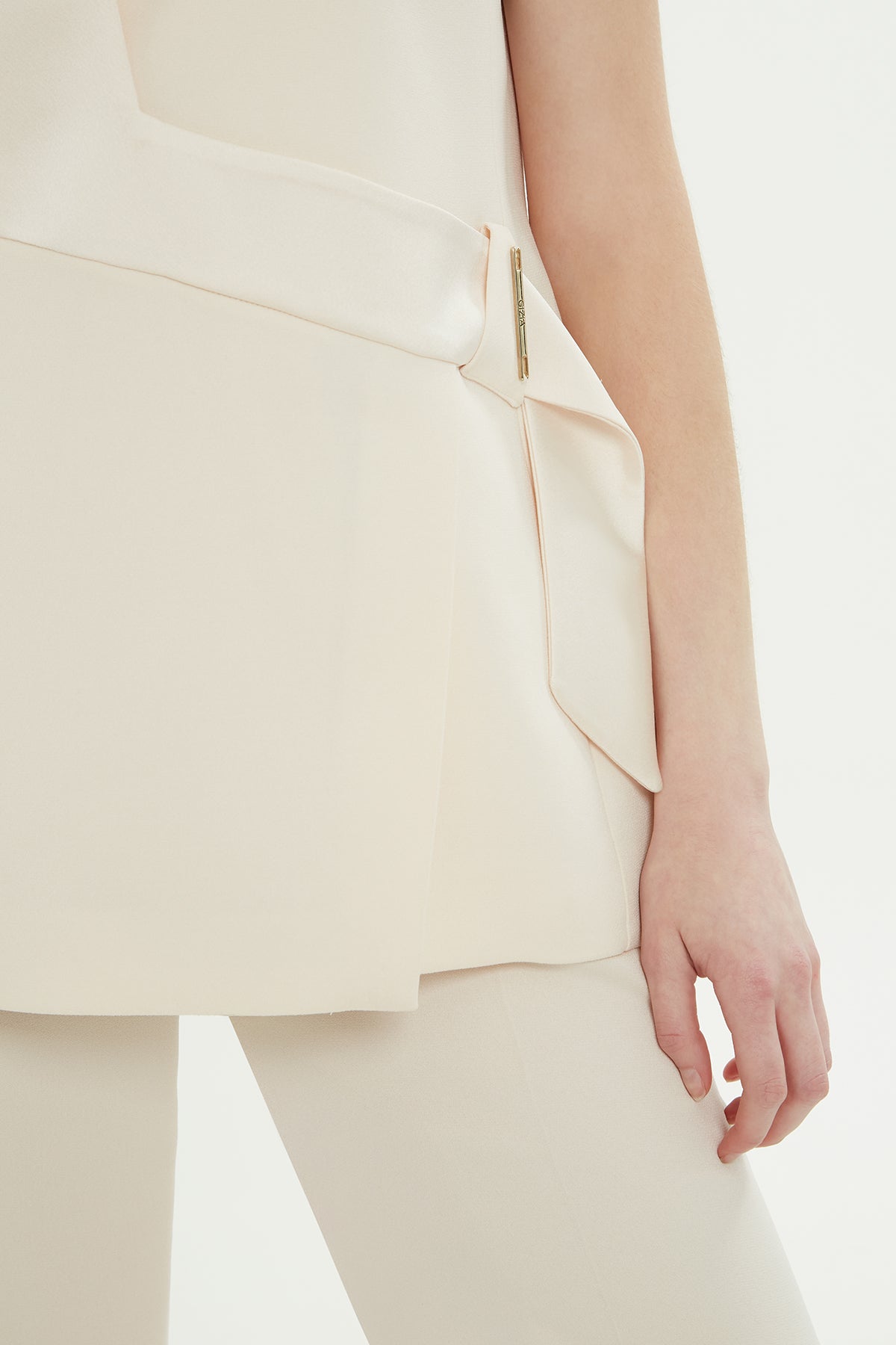 Beige V-Neck Lined Vest