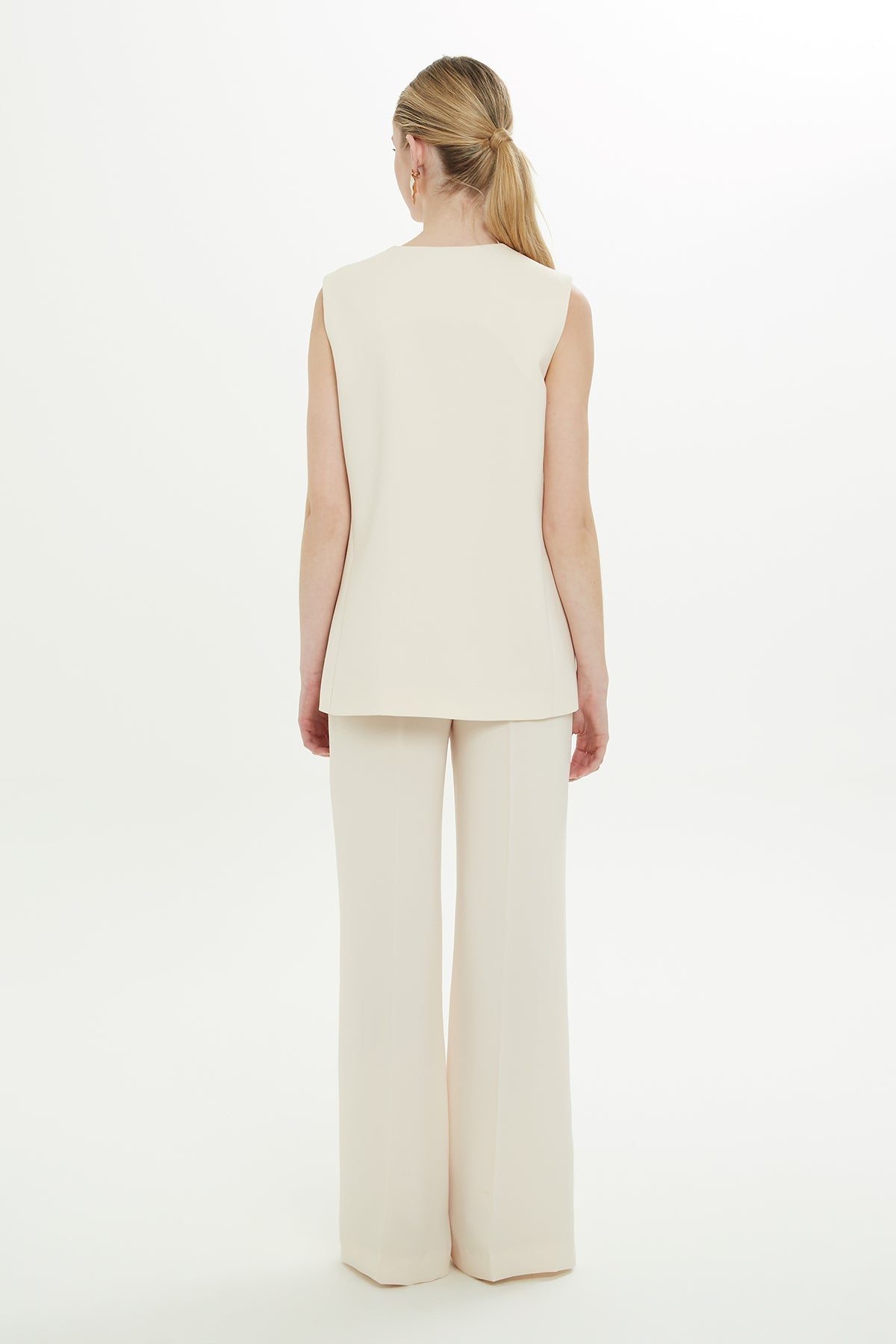 Beige V-Neck Lined Vest