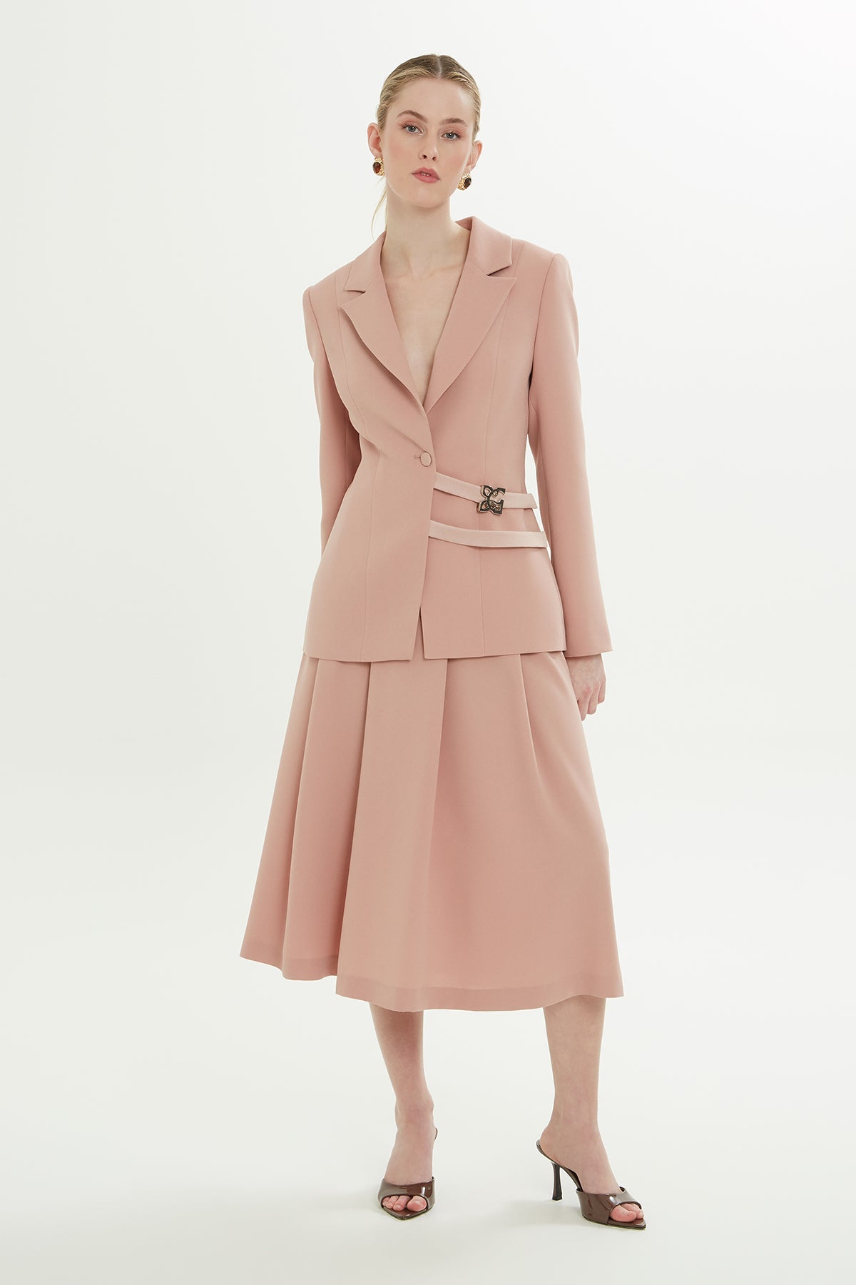 Salmon Front-Band Detail Jacket