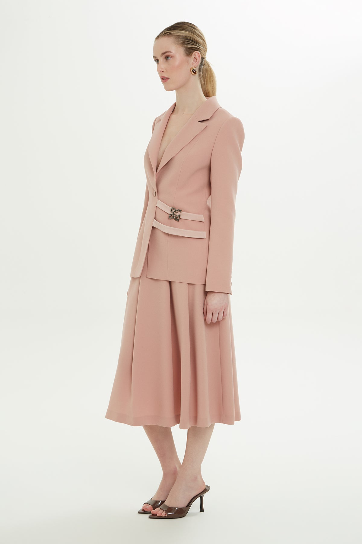 Salmon Front-Band Detail Jacket