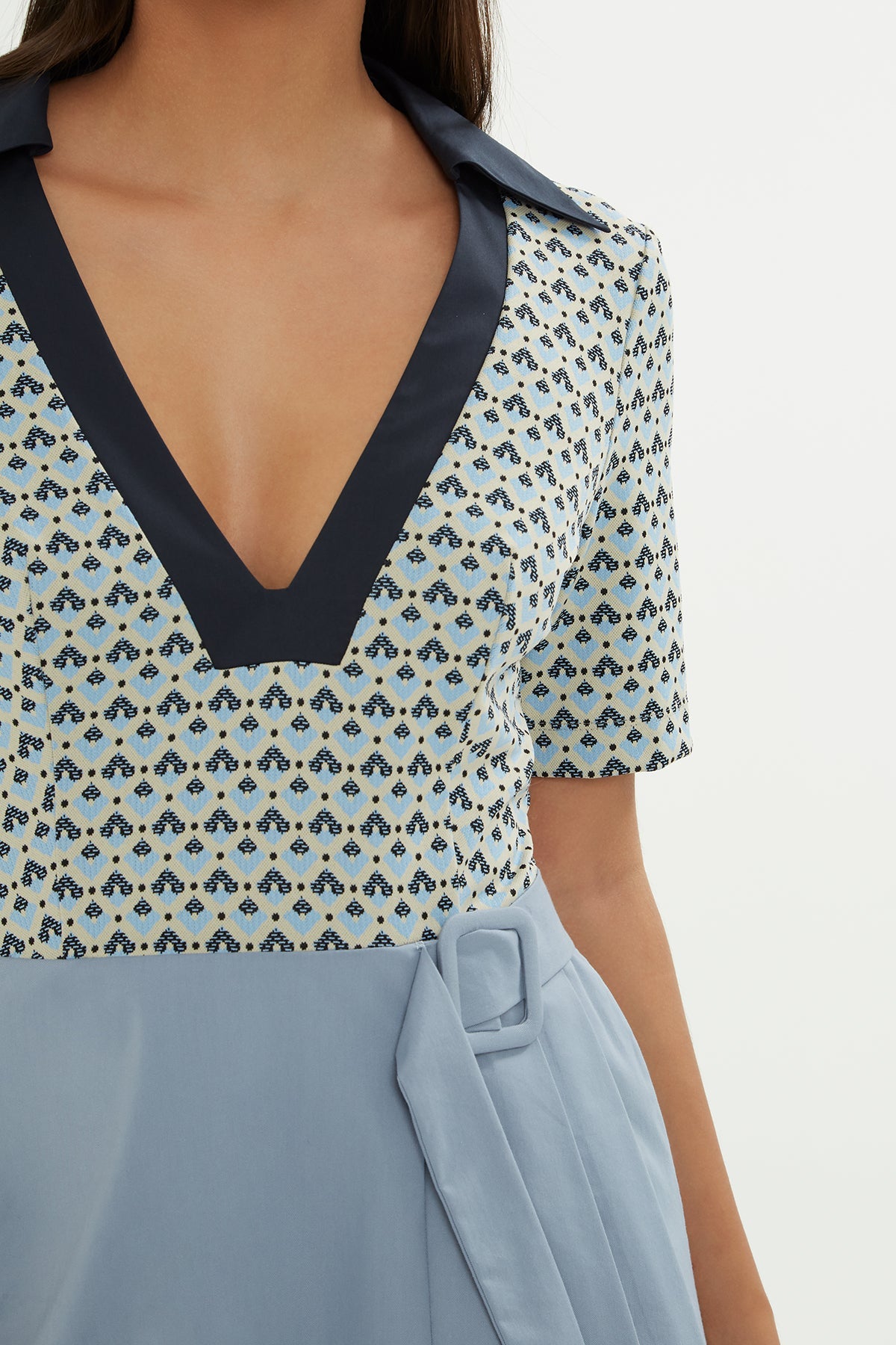 Printed Short-Sleeve Midi Dress