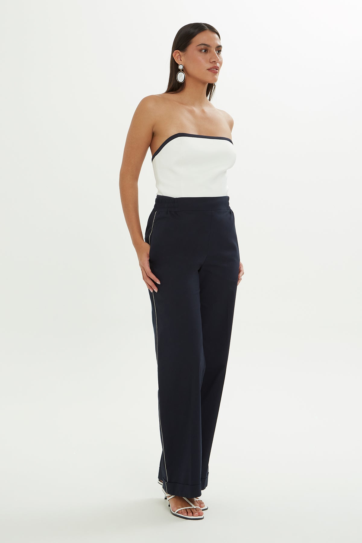 Navy Trousers with Chain Detail