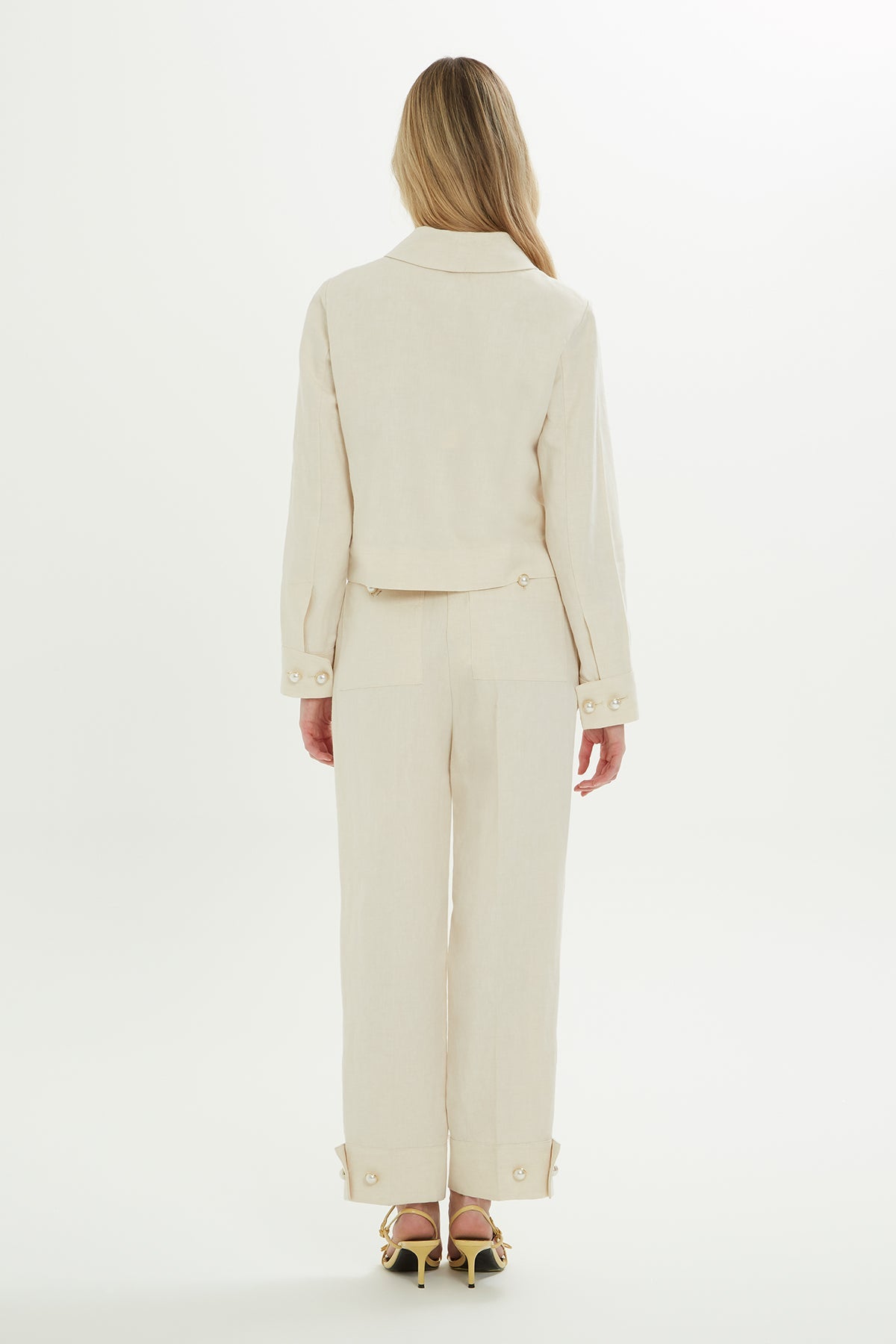 Ecru Shirt-Collar Tailored Jacket