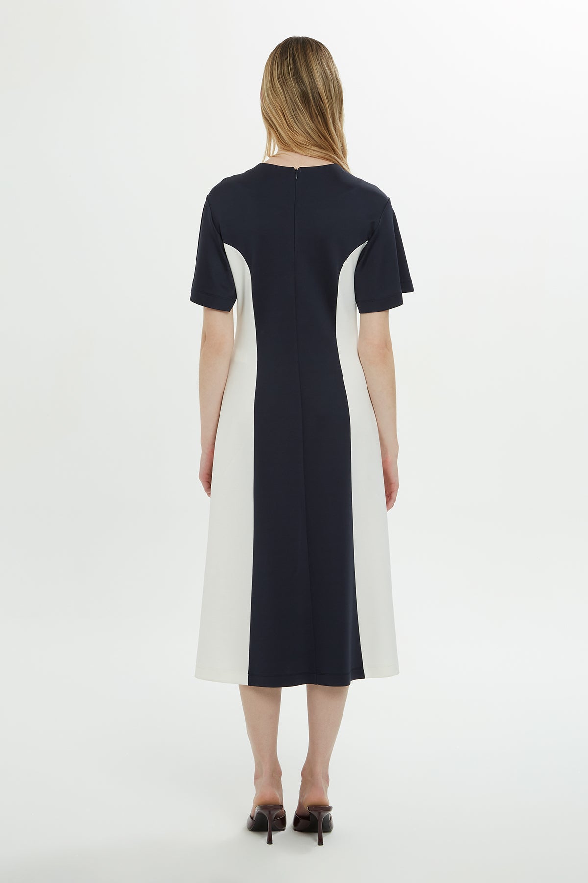 Navy Midi Dress with Logo Detail