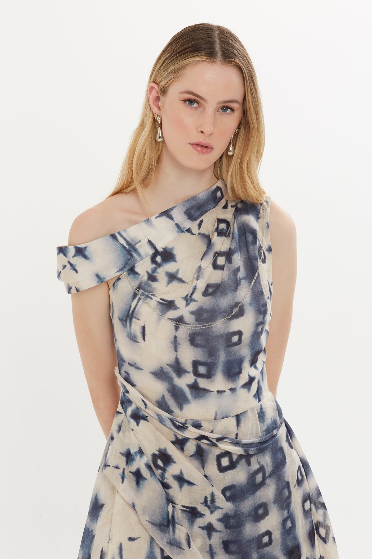 Printed One-Shoulder Mini Dress