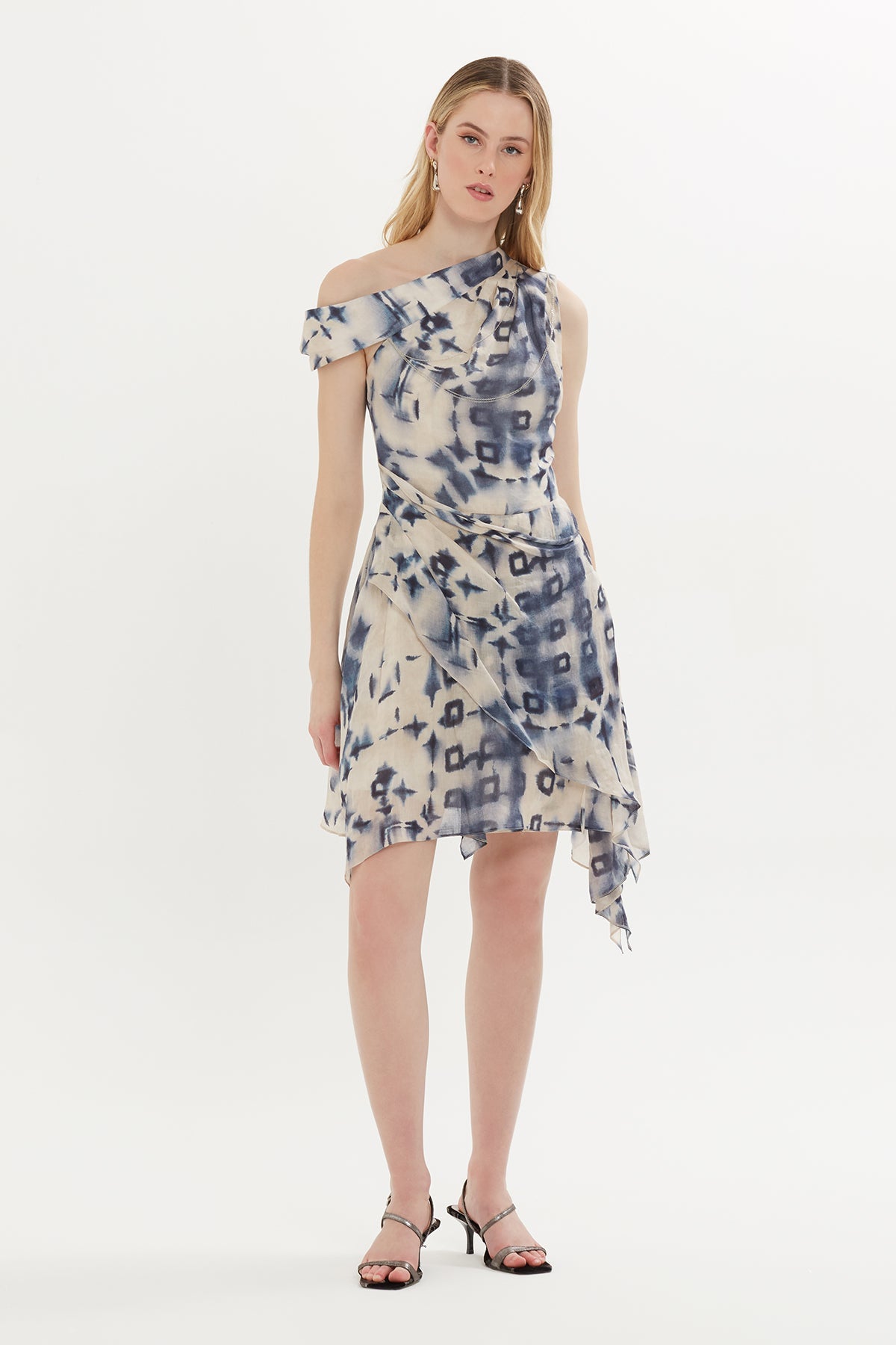 Printed One-Shoulder Mini Dress