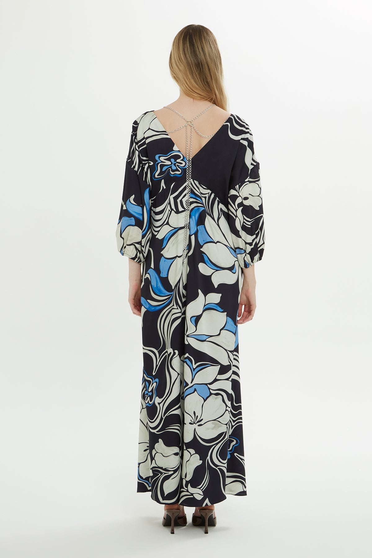 Printed Short-Sleeve Maxi Dress
