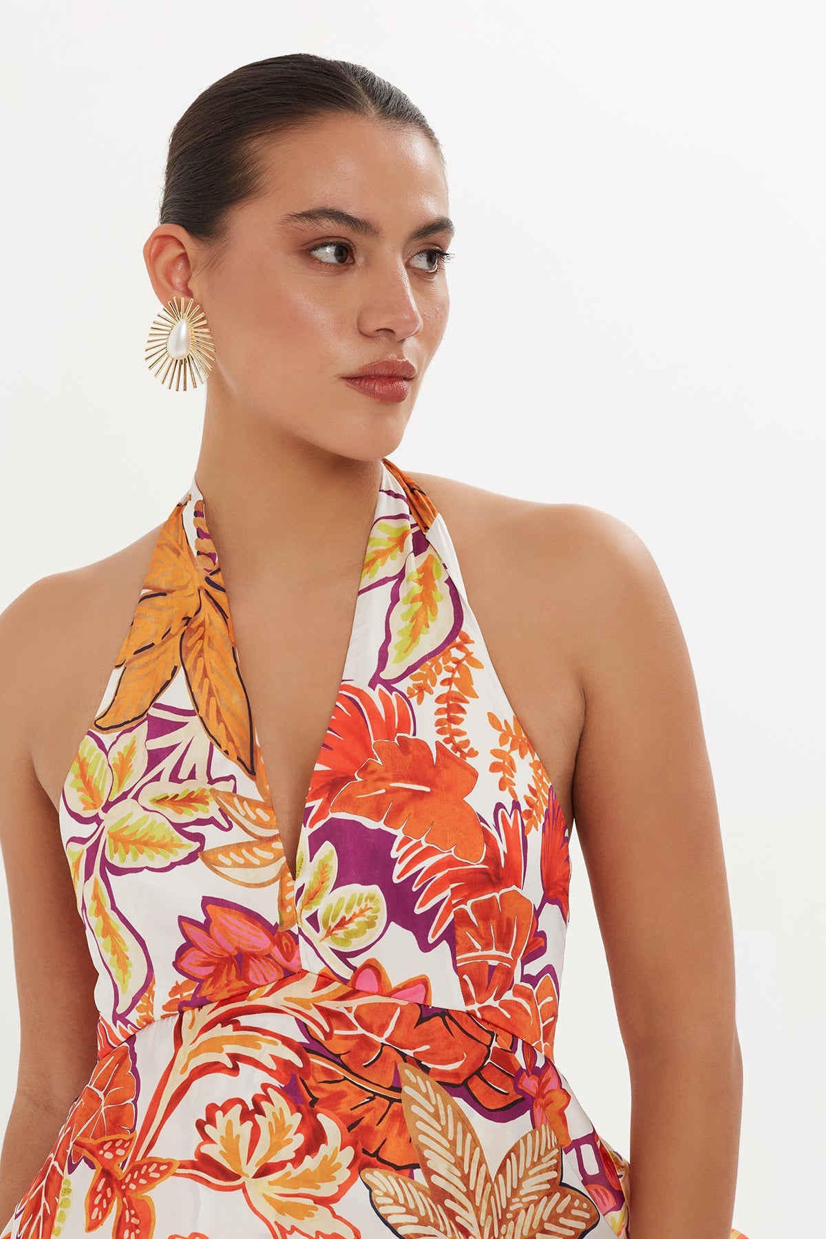 Printed Layered Ruffle Midi Dress