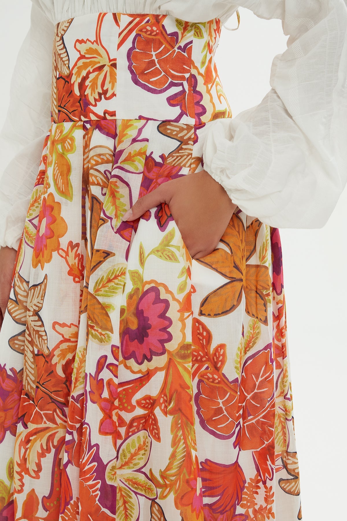 Printed Corset-Detail Maxi Dress