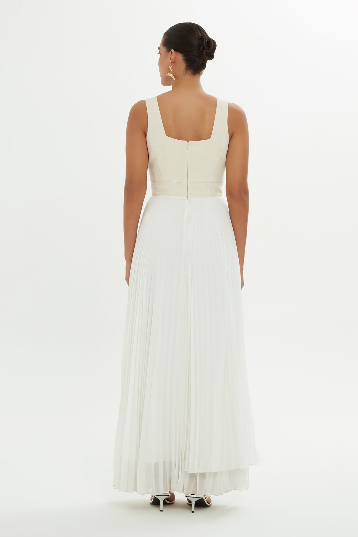 Ecru Skirted Asymmetrical Maxi Dress
