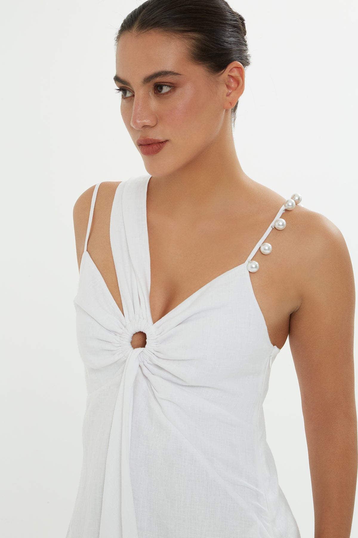 White Dress with Sleeve Detail