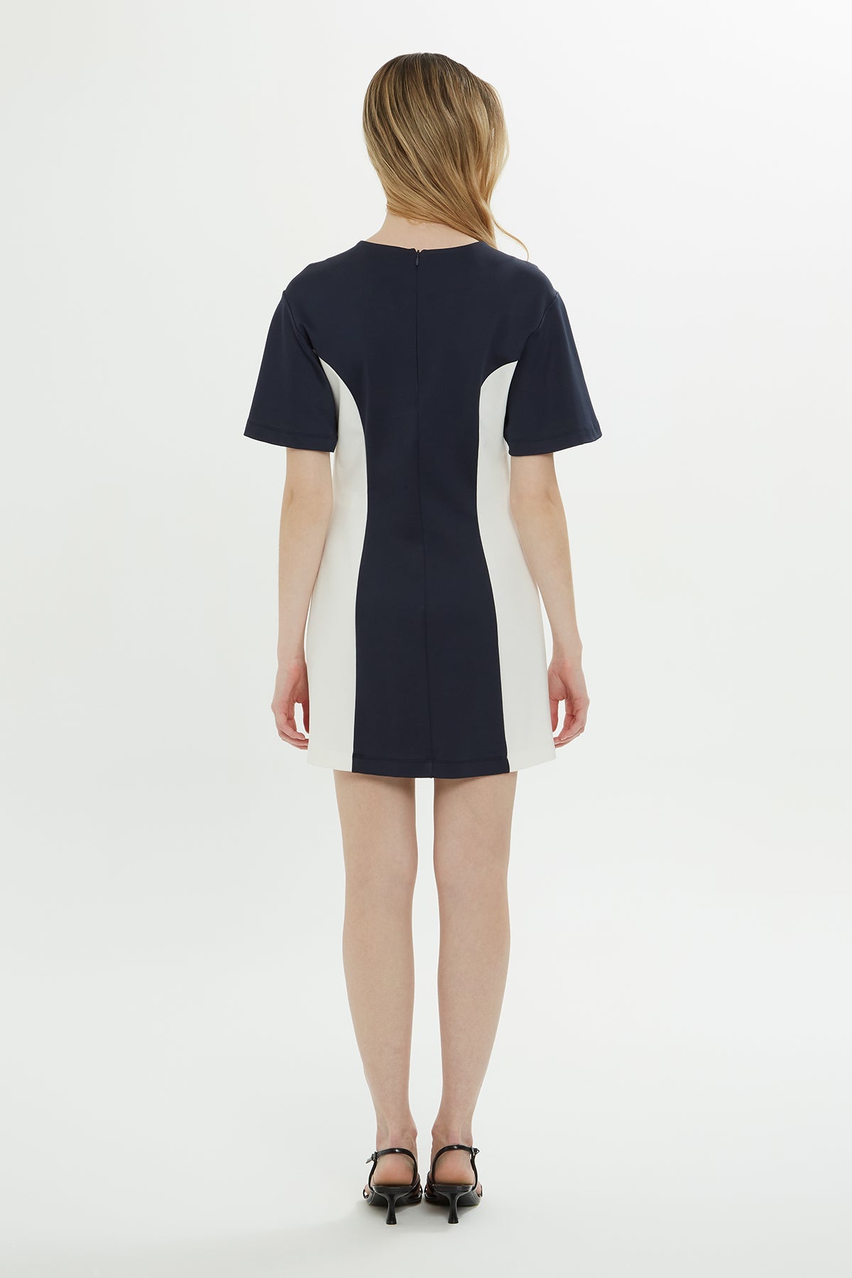 Navy Short-Sleeve Mini Dress