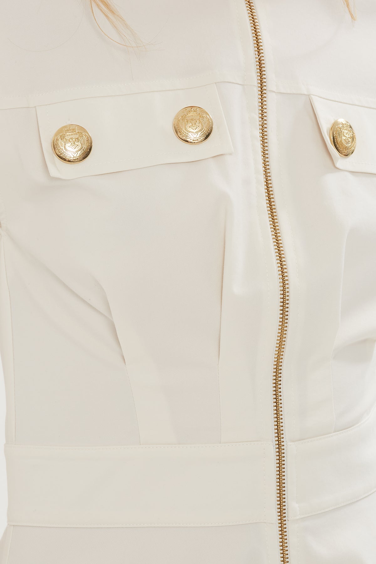 Ecru Midi Dress with Shoulder Epaulets