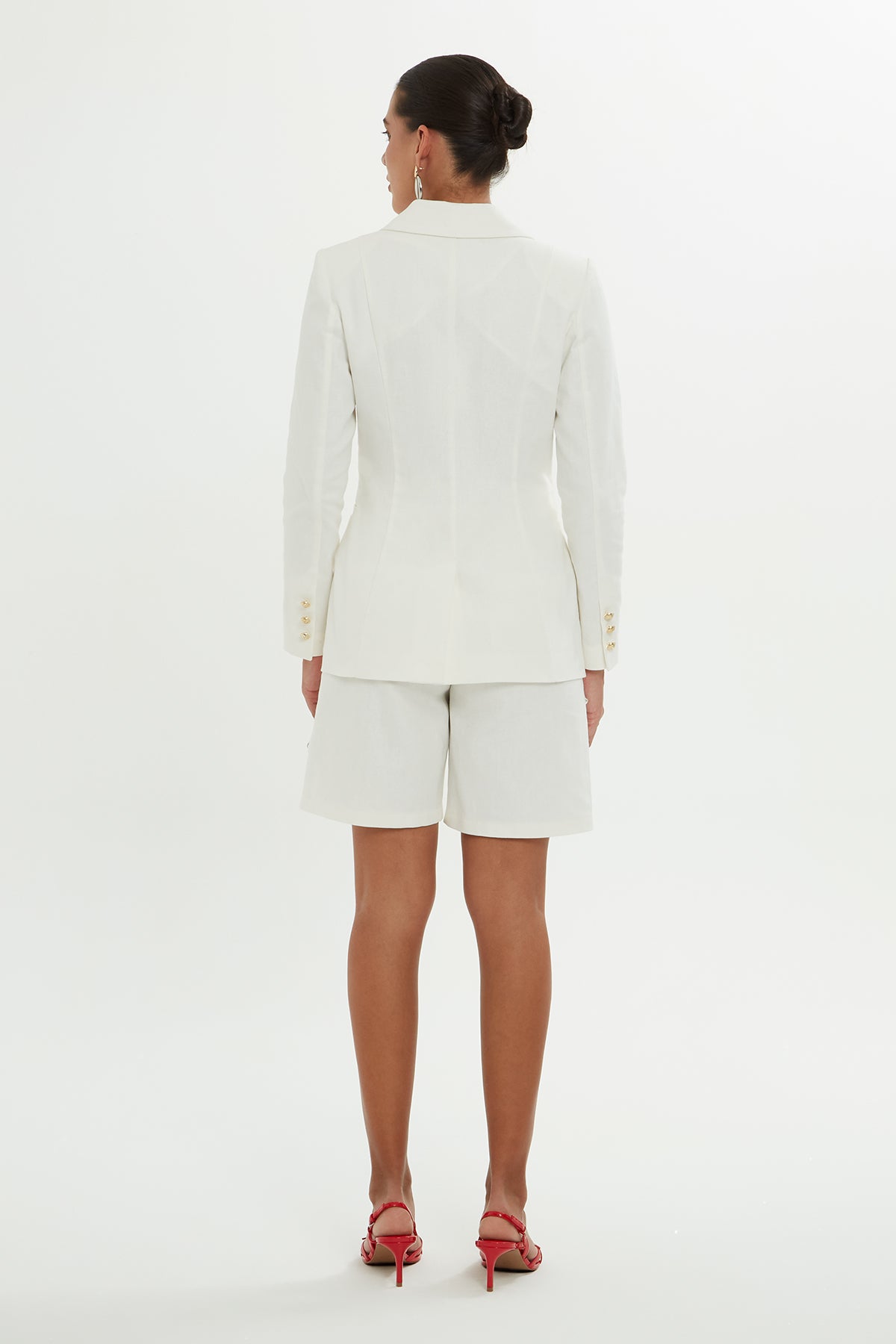 Ecru Double-Breasted Buttoned Jacket