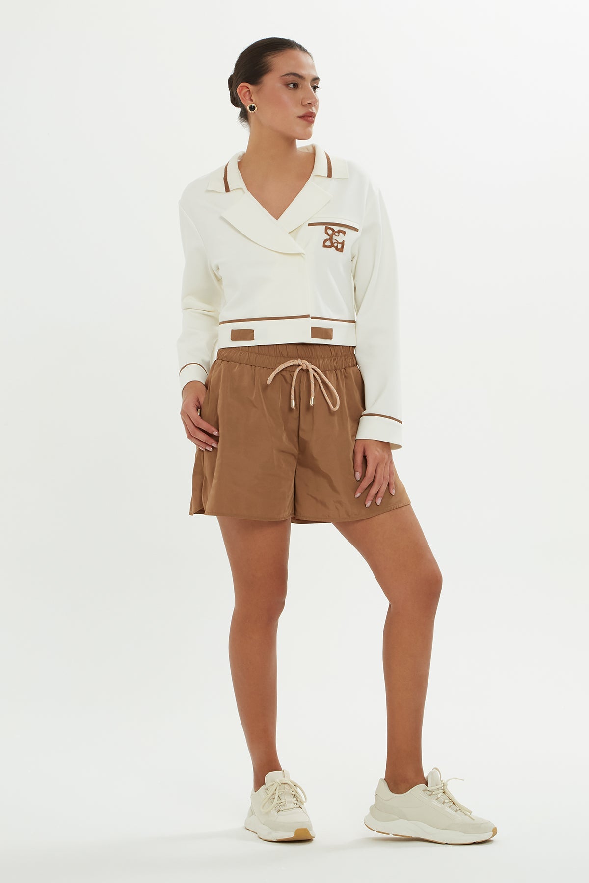 Ecru V-Neck Sweatshirt