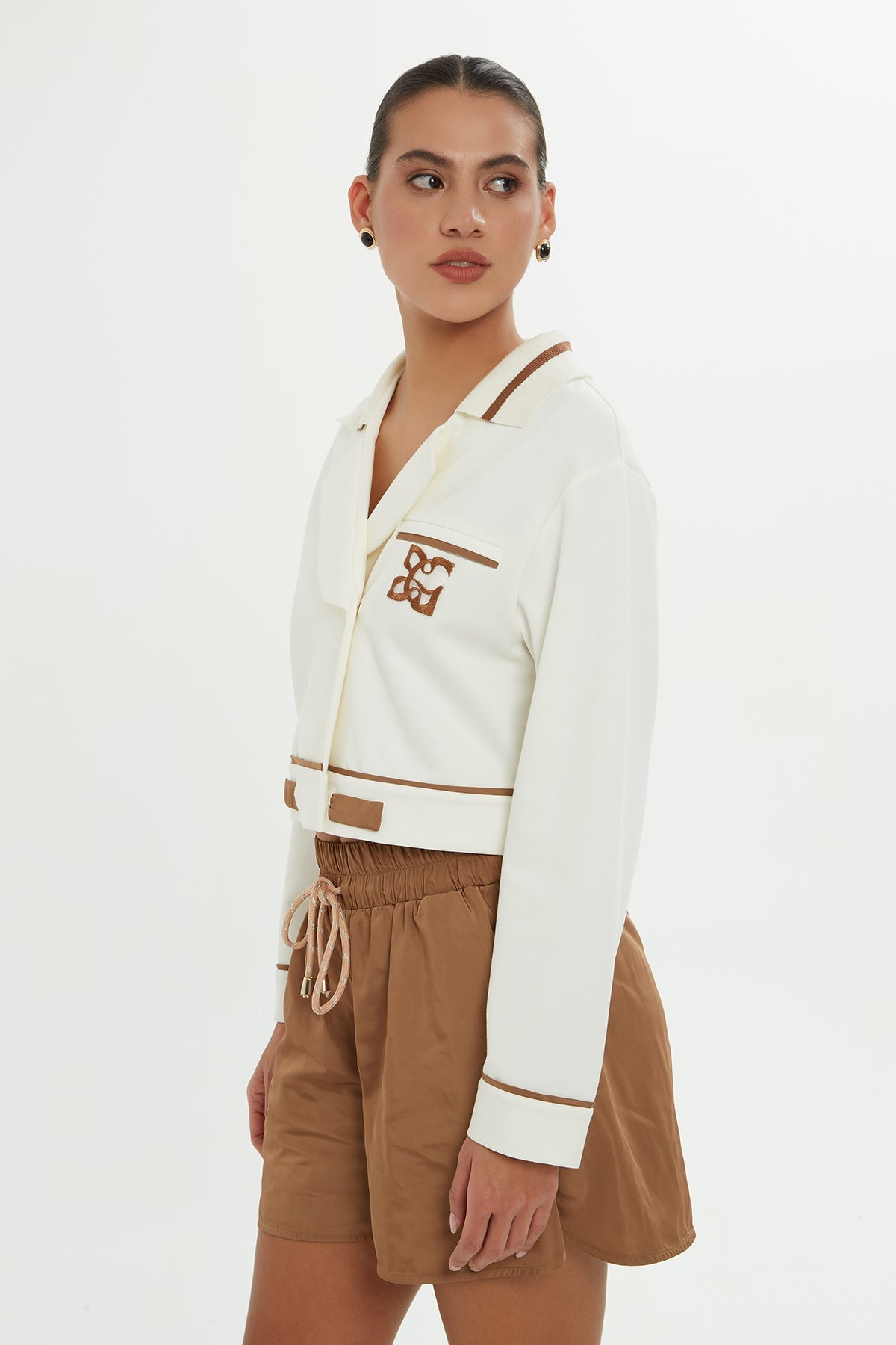 Ecru V-Neck Sweatshirt