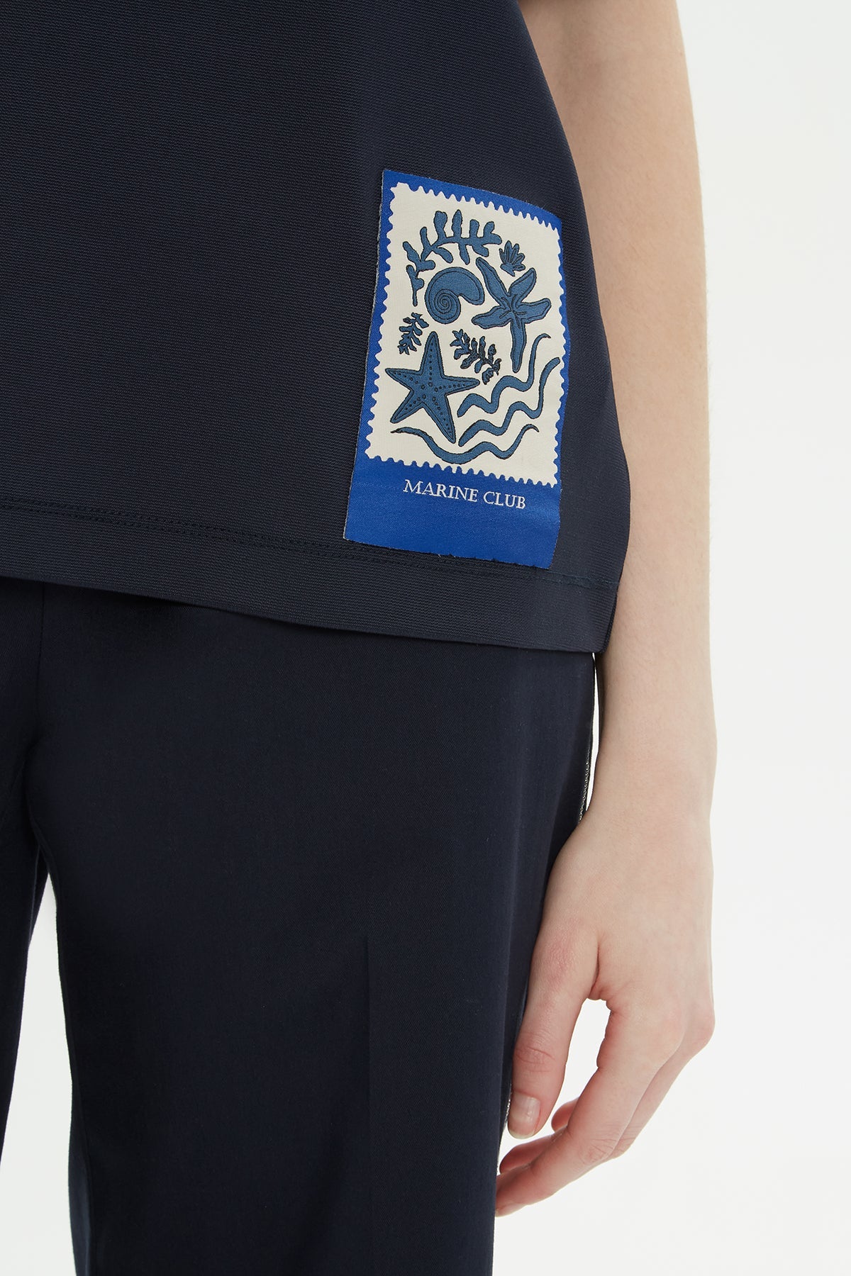 Navy T-Shirt with Label Detail