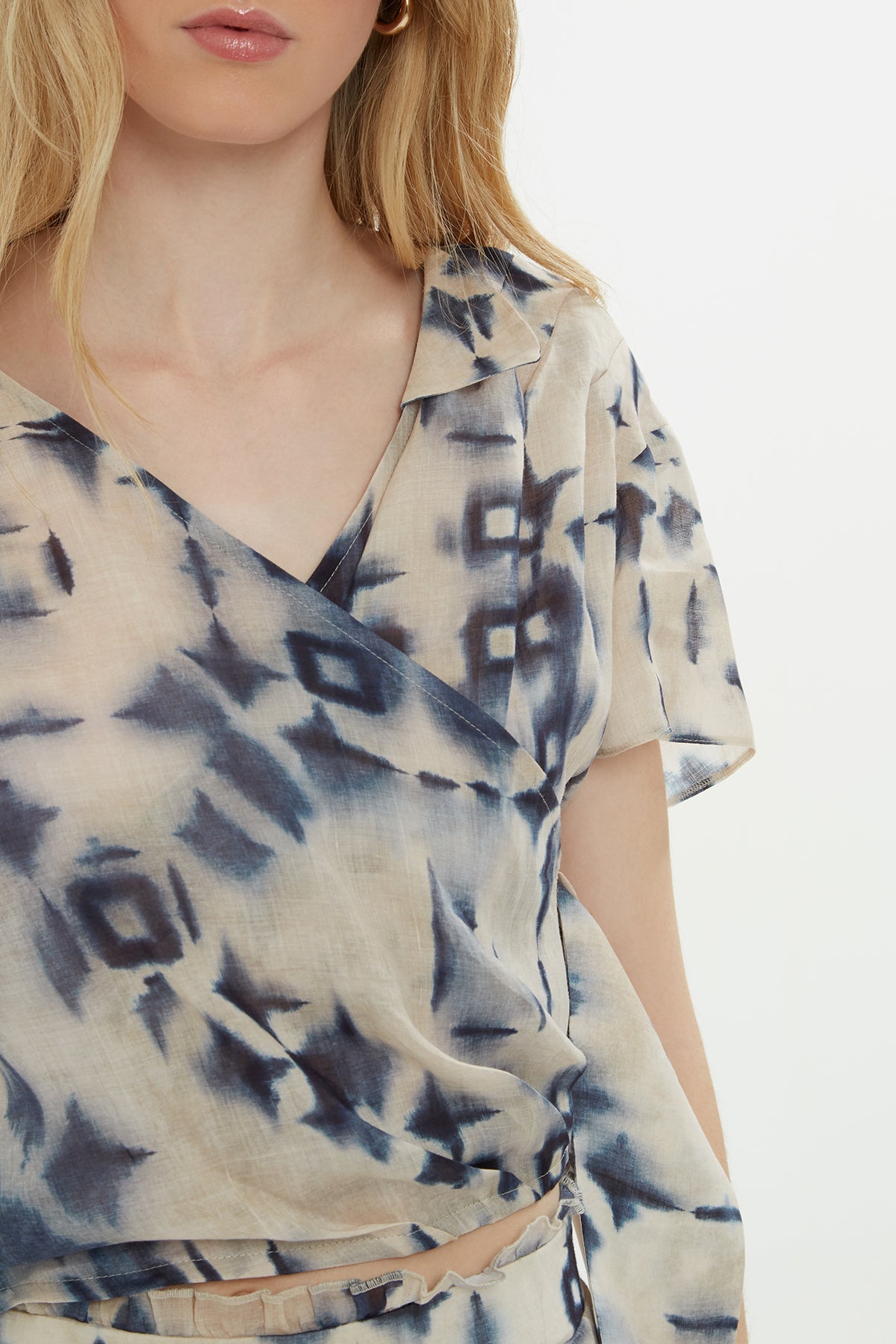 V-Neck Patterned Blouse