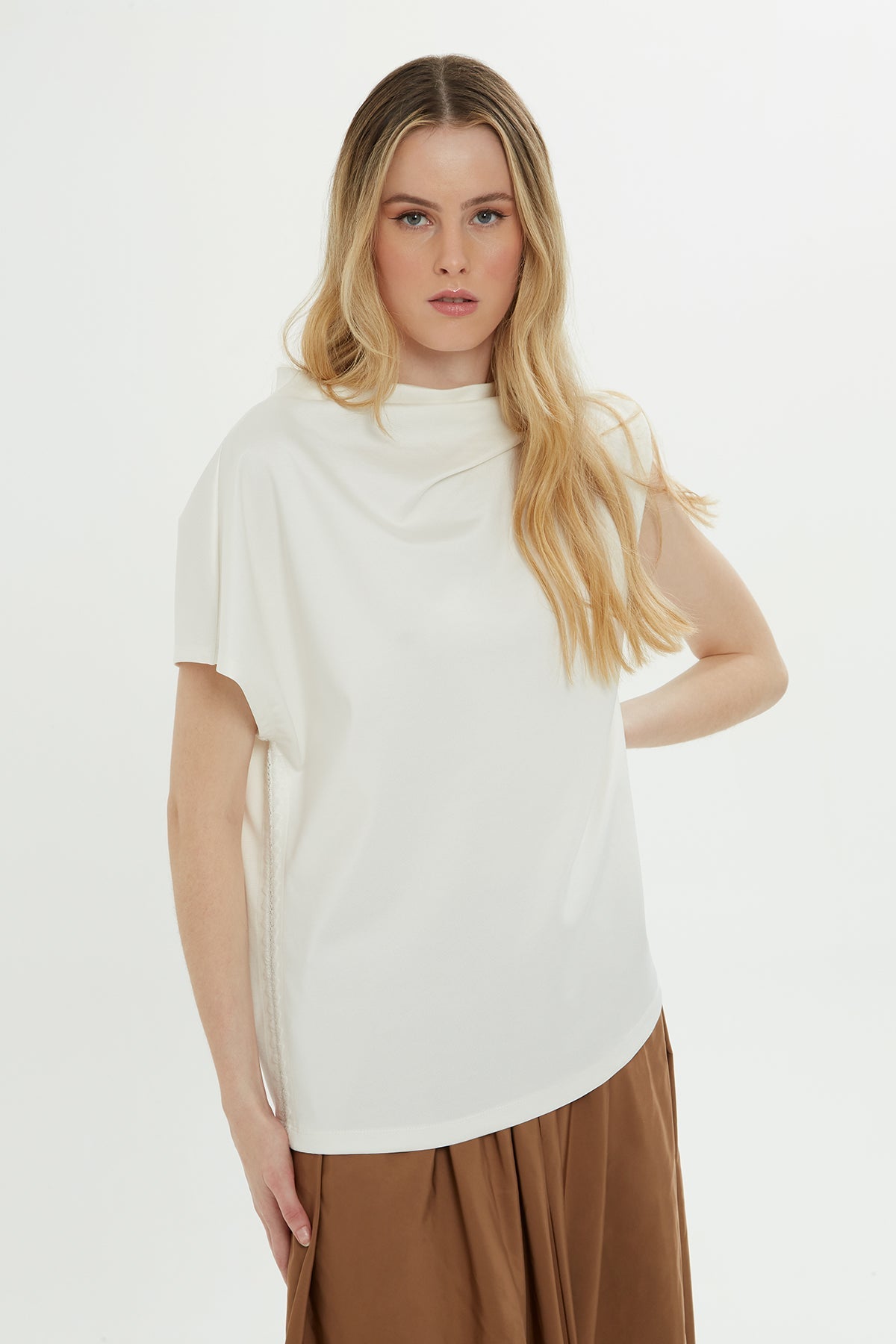 Ecru Dropped Shoulder Blouse
