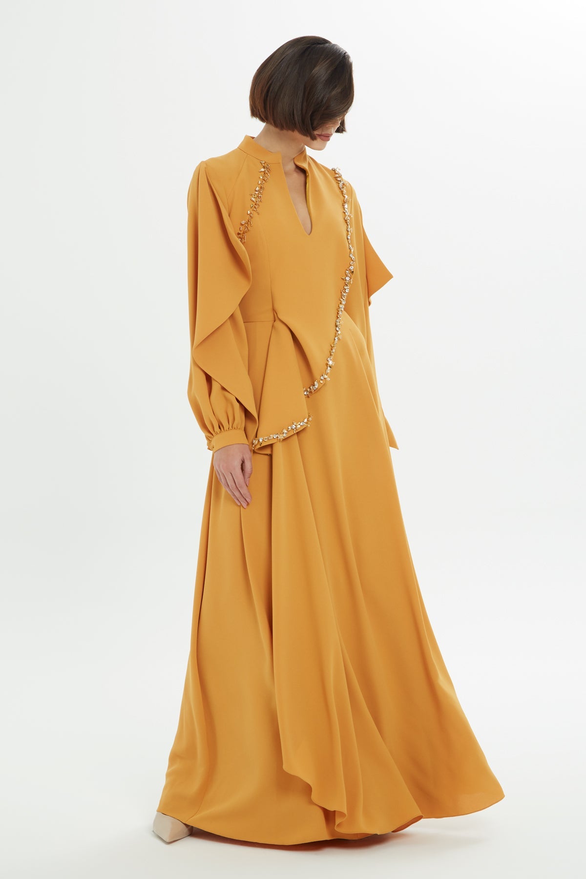 Yellow Stone Embellished long Dress