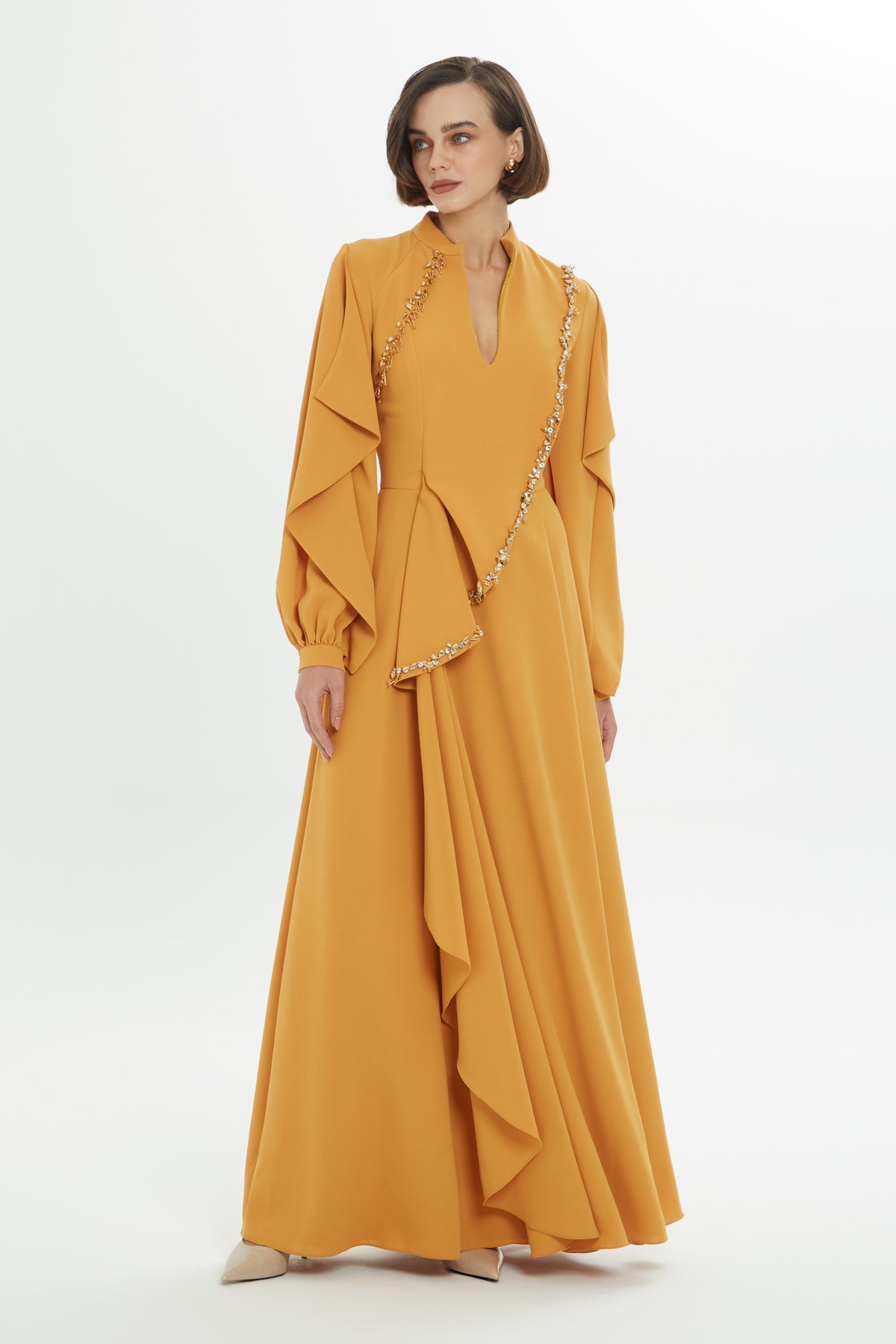Yellow Stone Embellished long Dress