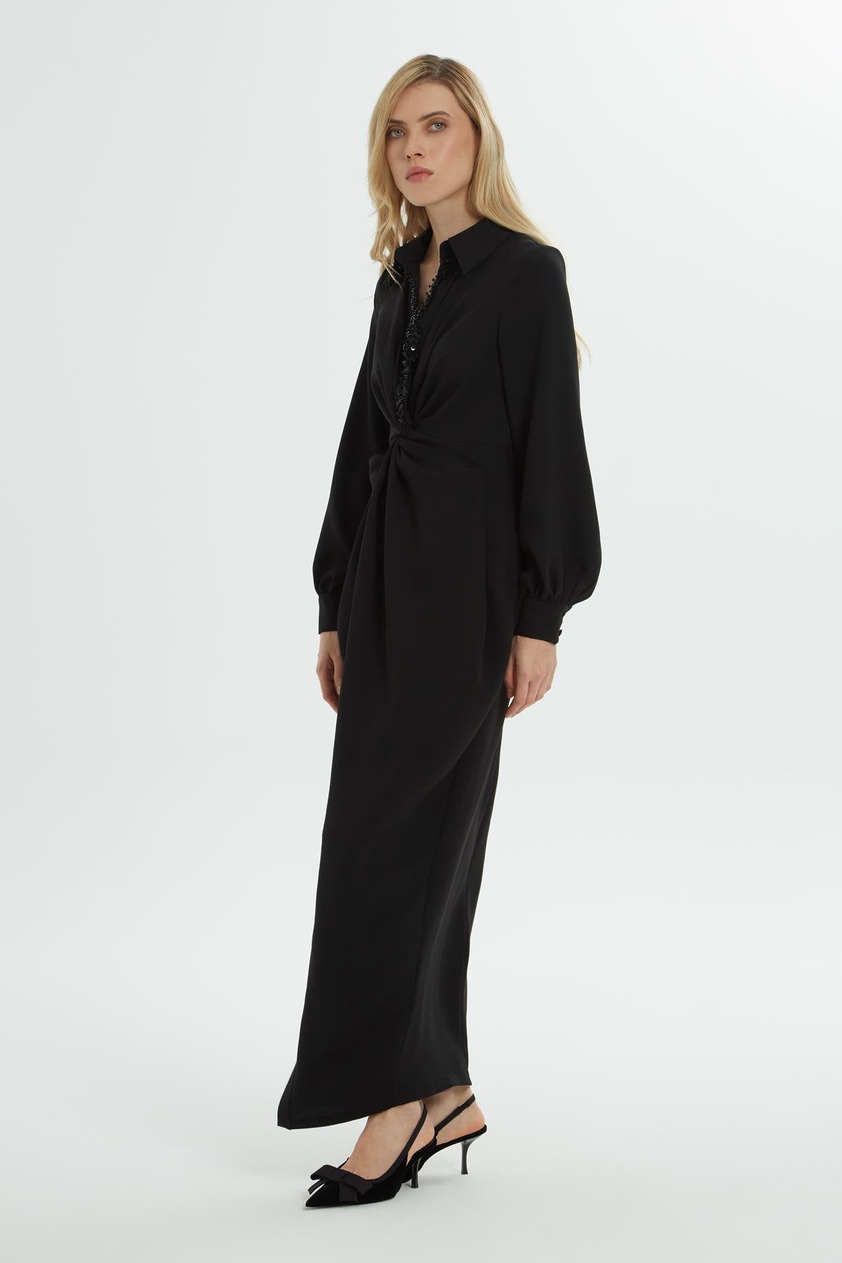 Black Beadwork Maxi Dress