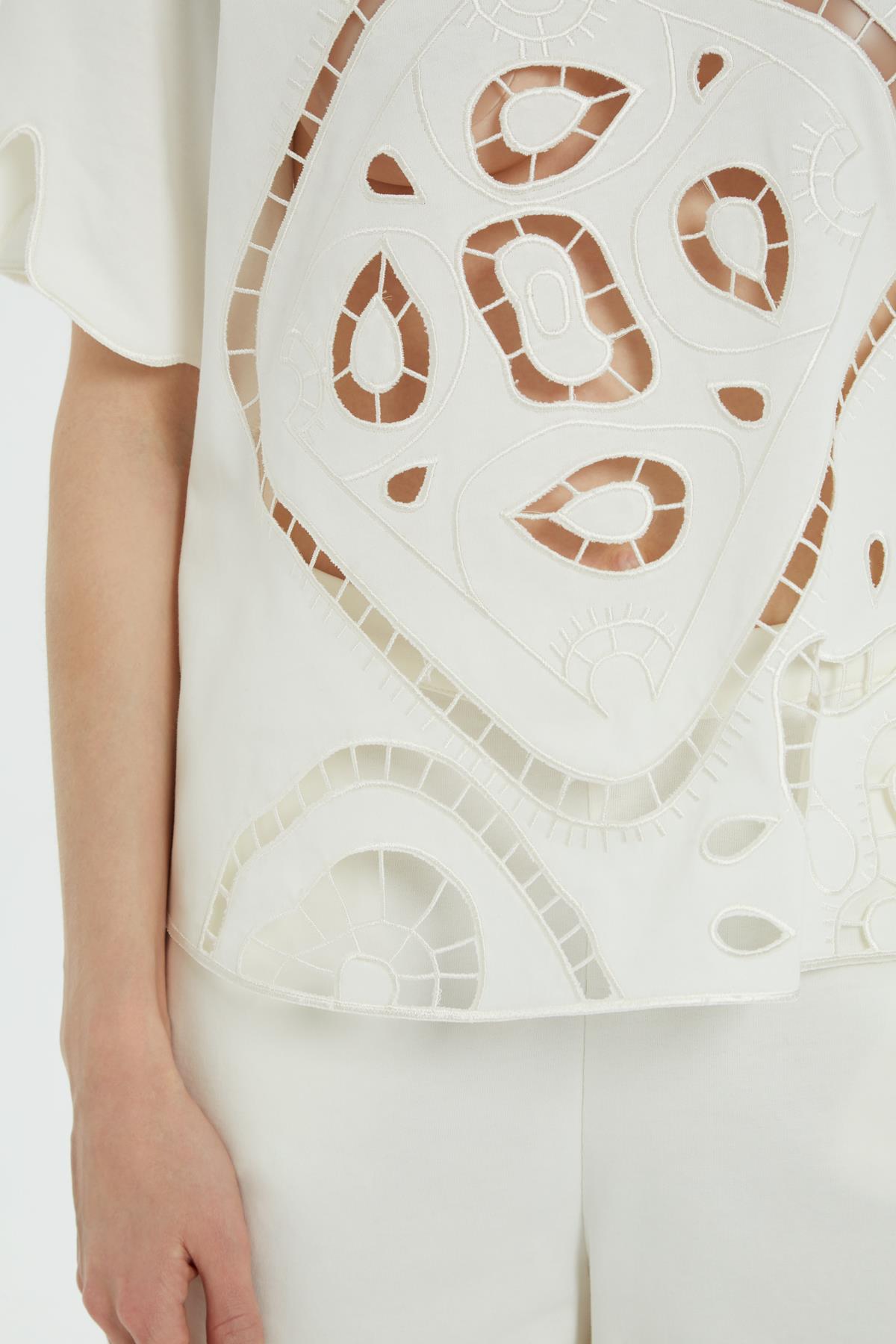 Ecru Asymmetrical Cutout Blouse