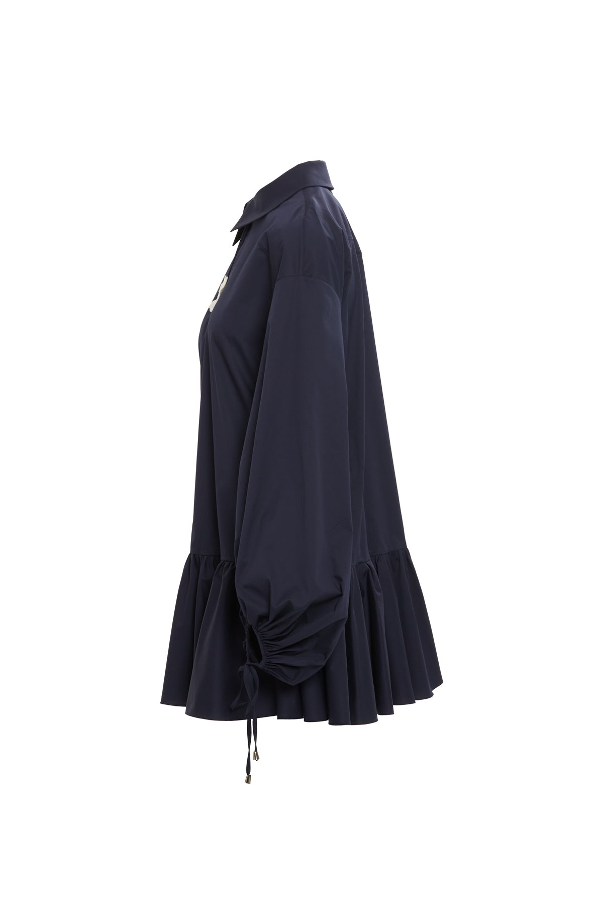 Navy Embroidered Shirt Dress