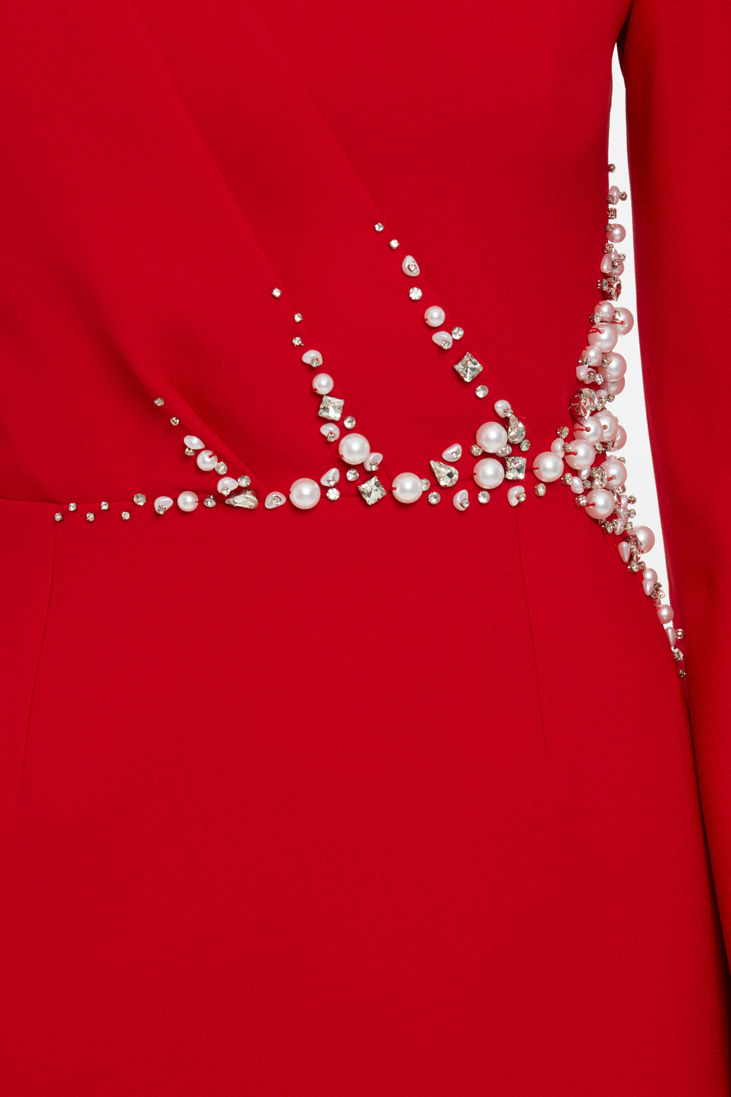 Red Embroidered Detailed Long Dress