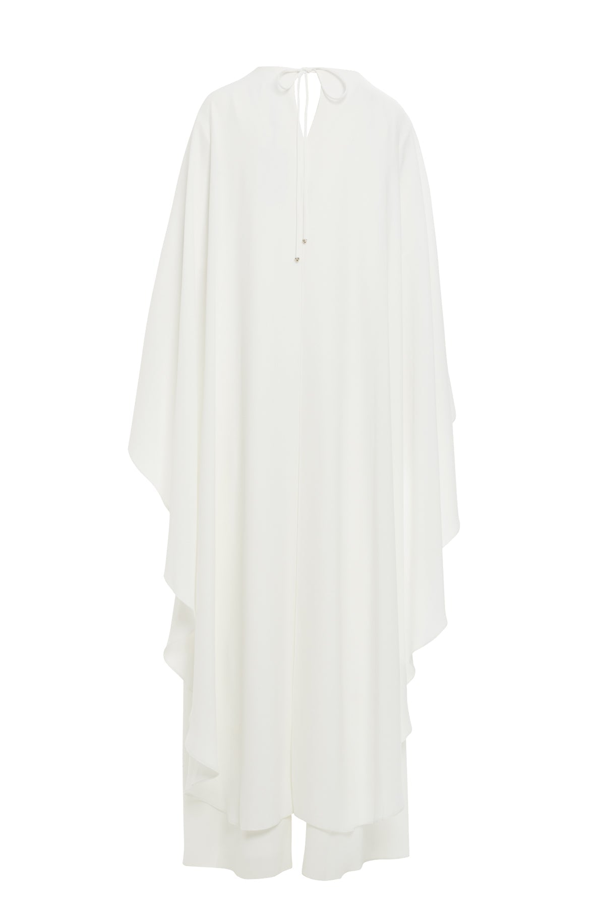 Ecru Maxi Dress with Embellished Cape