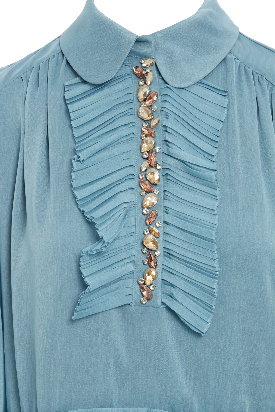 Blue Pleated Maxi Dress