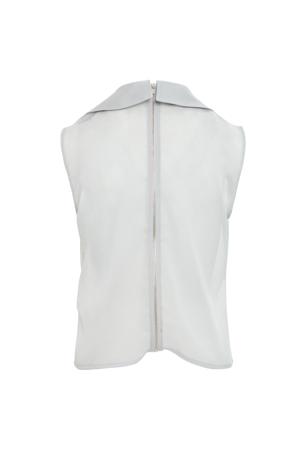 Grey Transparent Back Zip Blouse