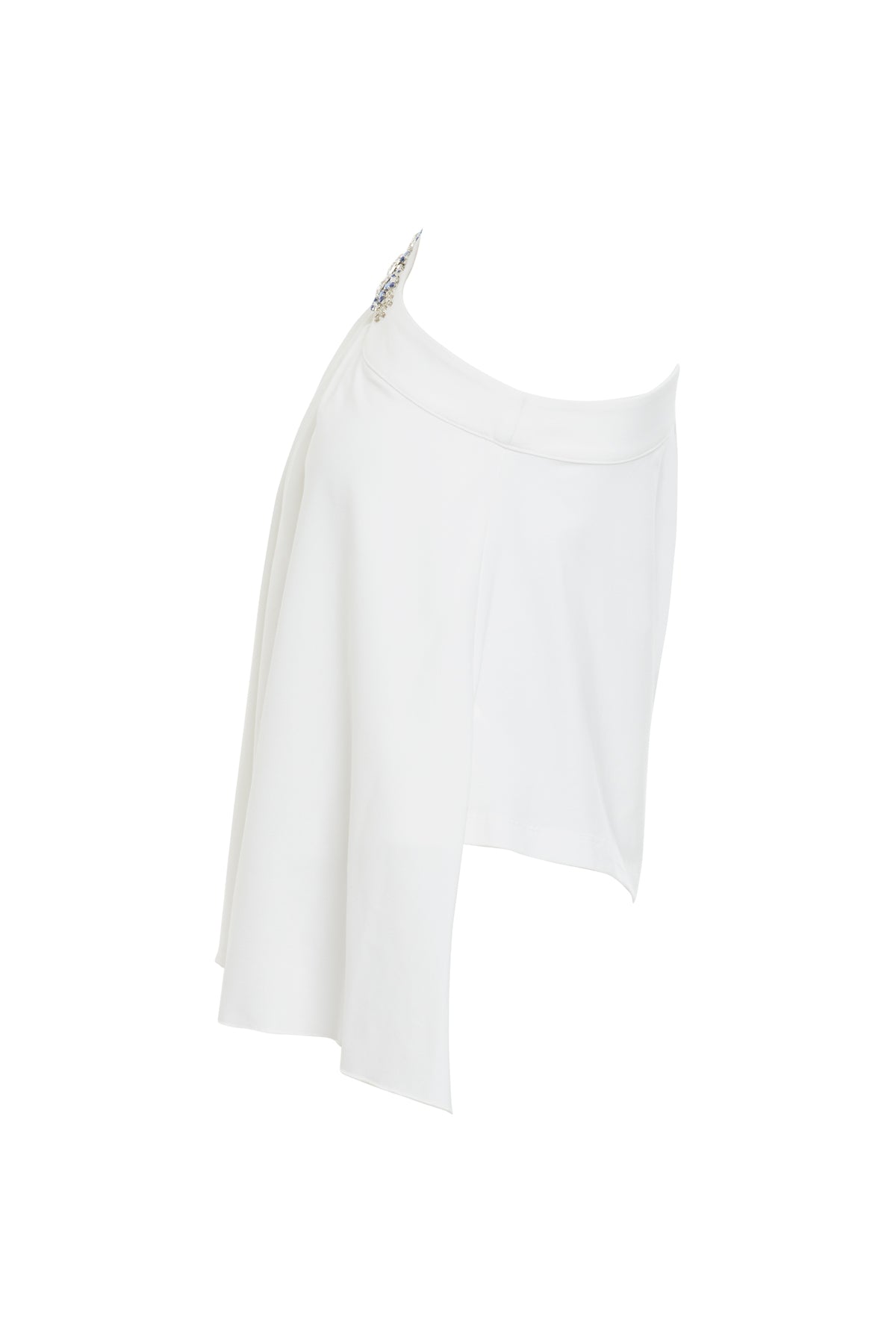 White Stone Accent One-Shoulder Blouse