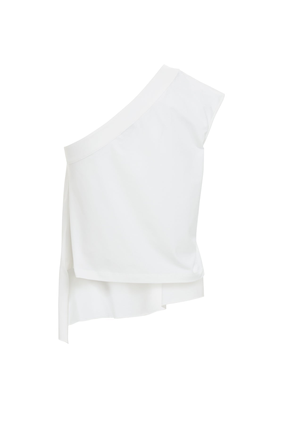 White Stone Accent One-Shoulder Blouse
