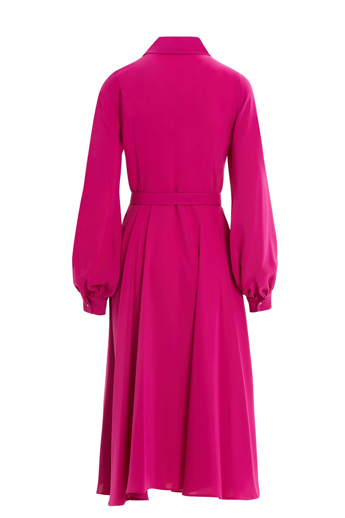 Fuchsia Asymmetrical Midi Dress with Belt