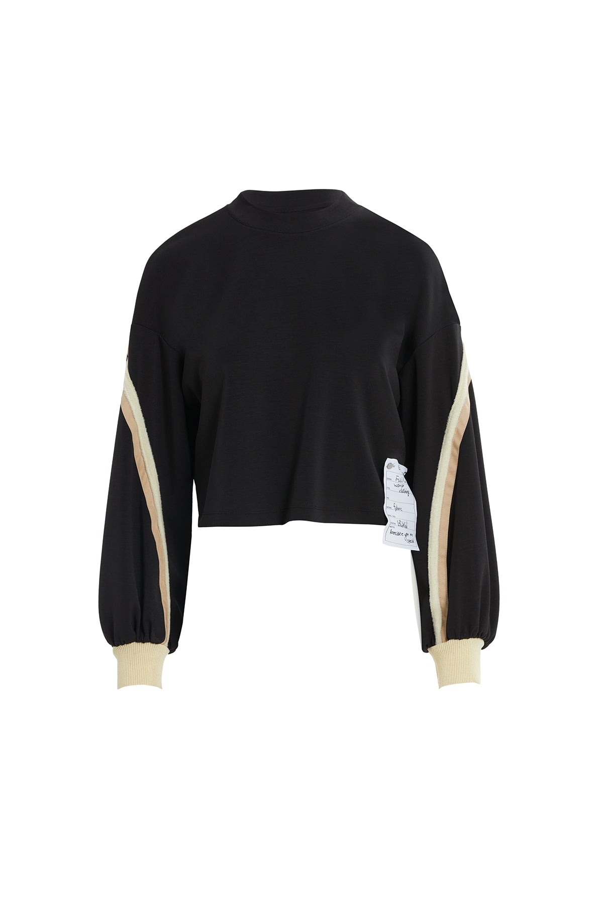 Black Stripe-Detail Sleeve Sweatshirt
