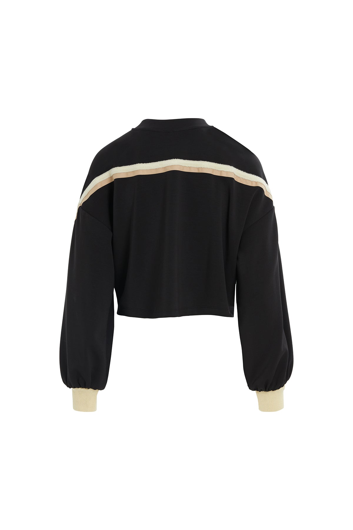 Black Stripe-Detail Sleeve Sweatshirt