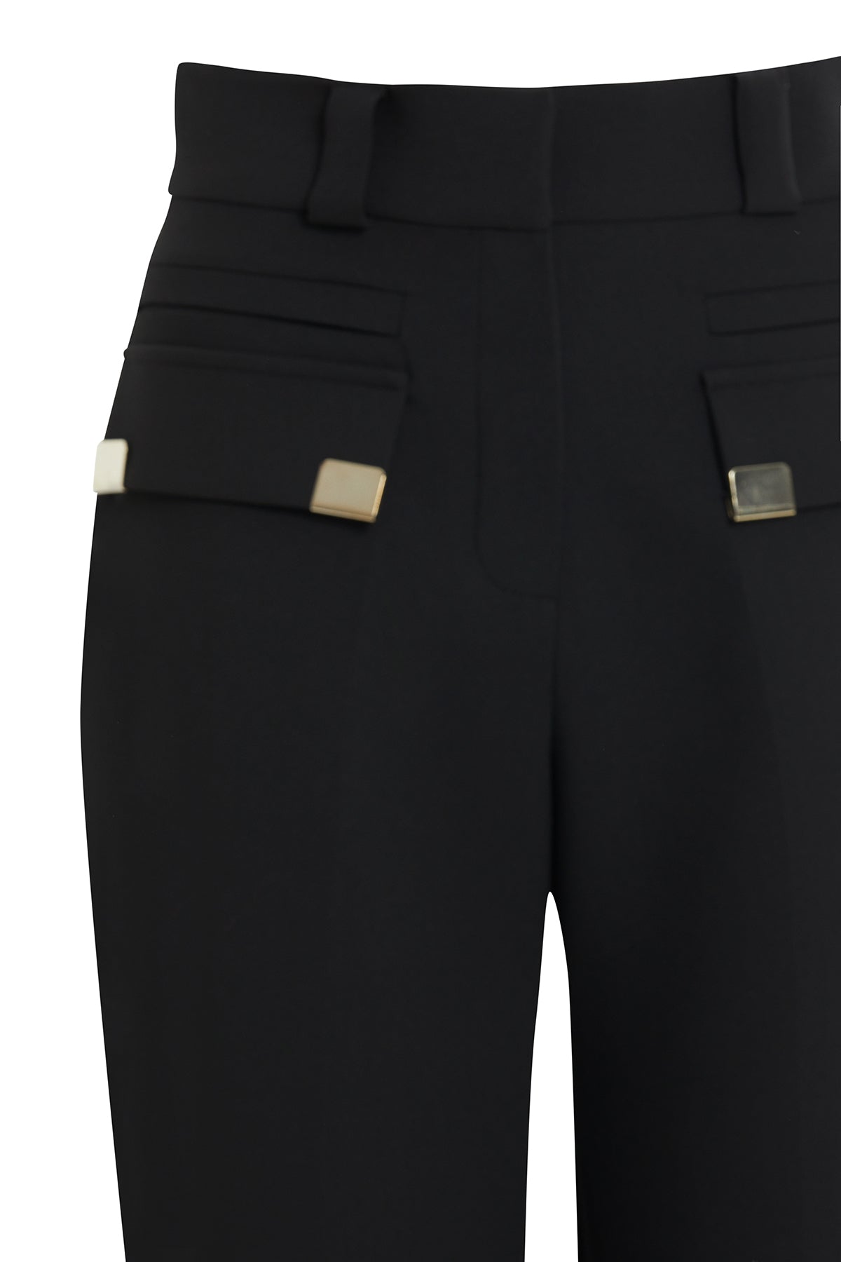 Black Wide-Leg Pocket Detail Pants