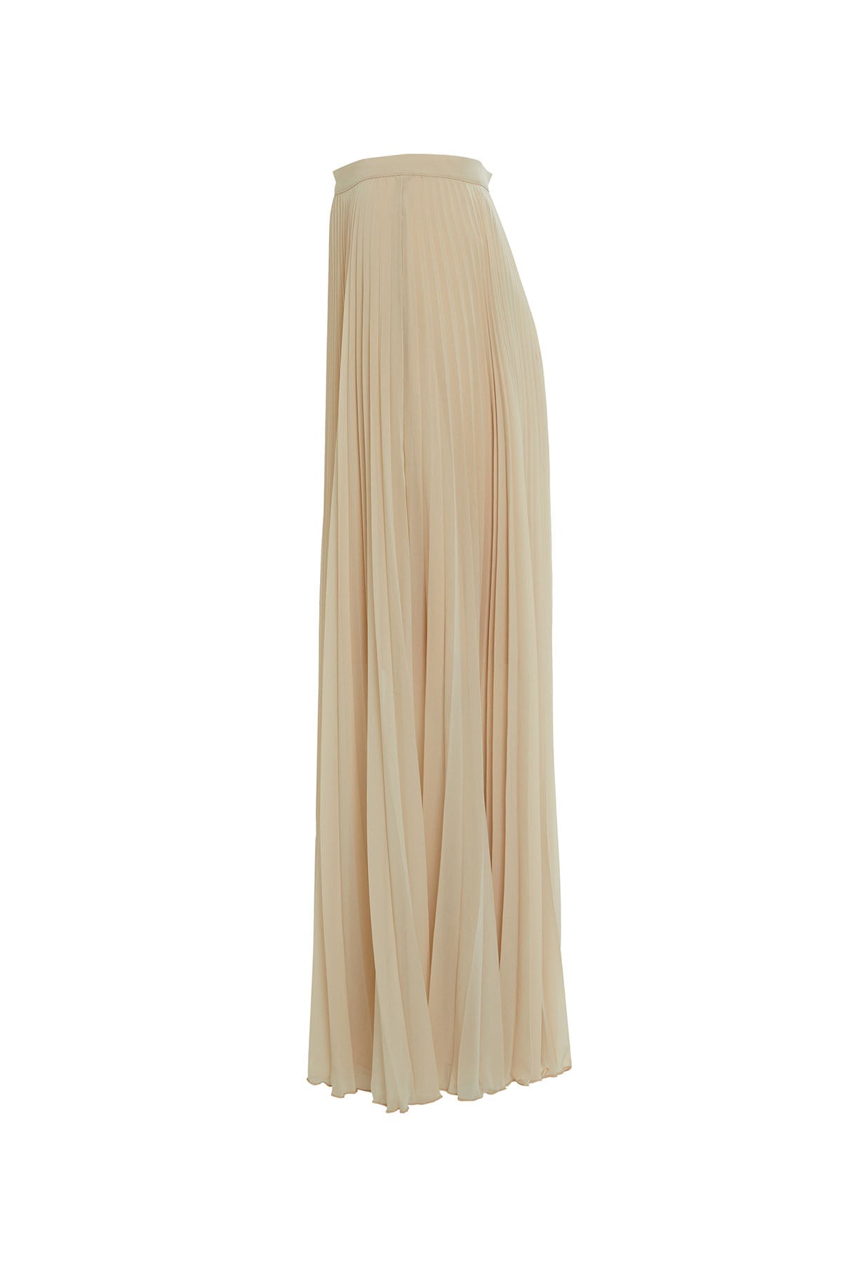 Beige Pleated Maxi Skirt