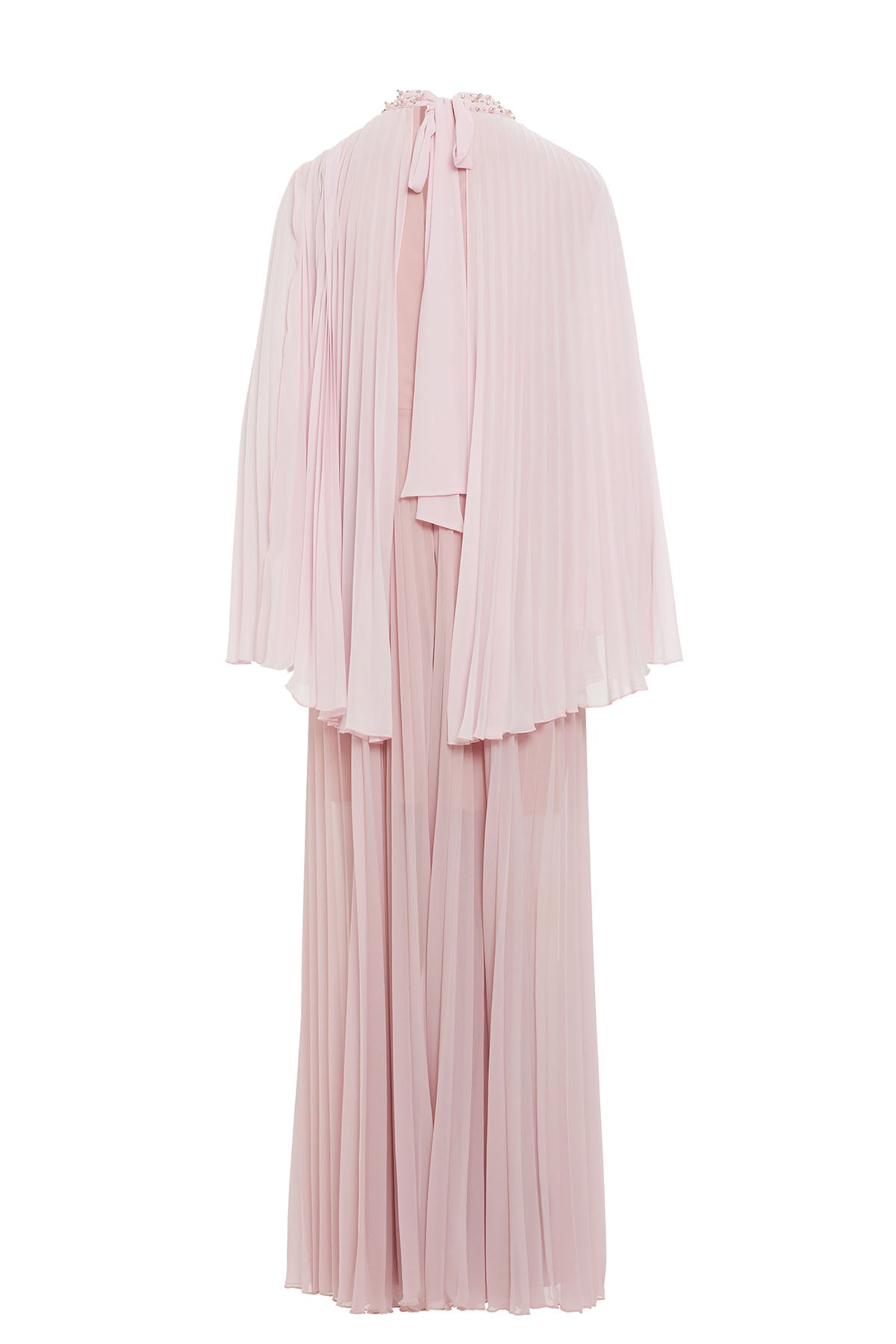 Pınk Maxi Dress with Cape Detail