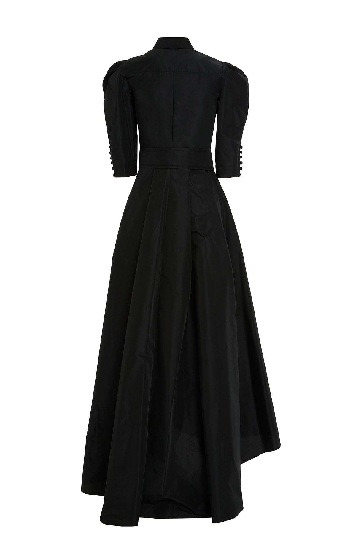 Black Sleeve Shoulder-Gathered Maxi Dress
