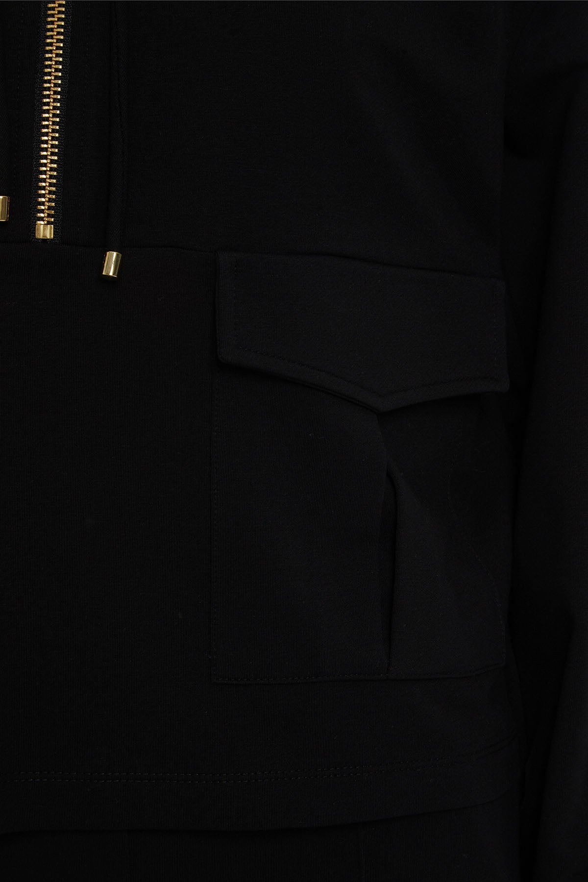 Black Hooded Cargo-Pocket Tracksuit